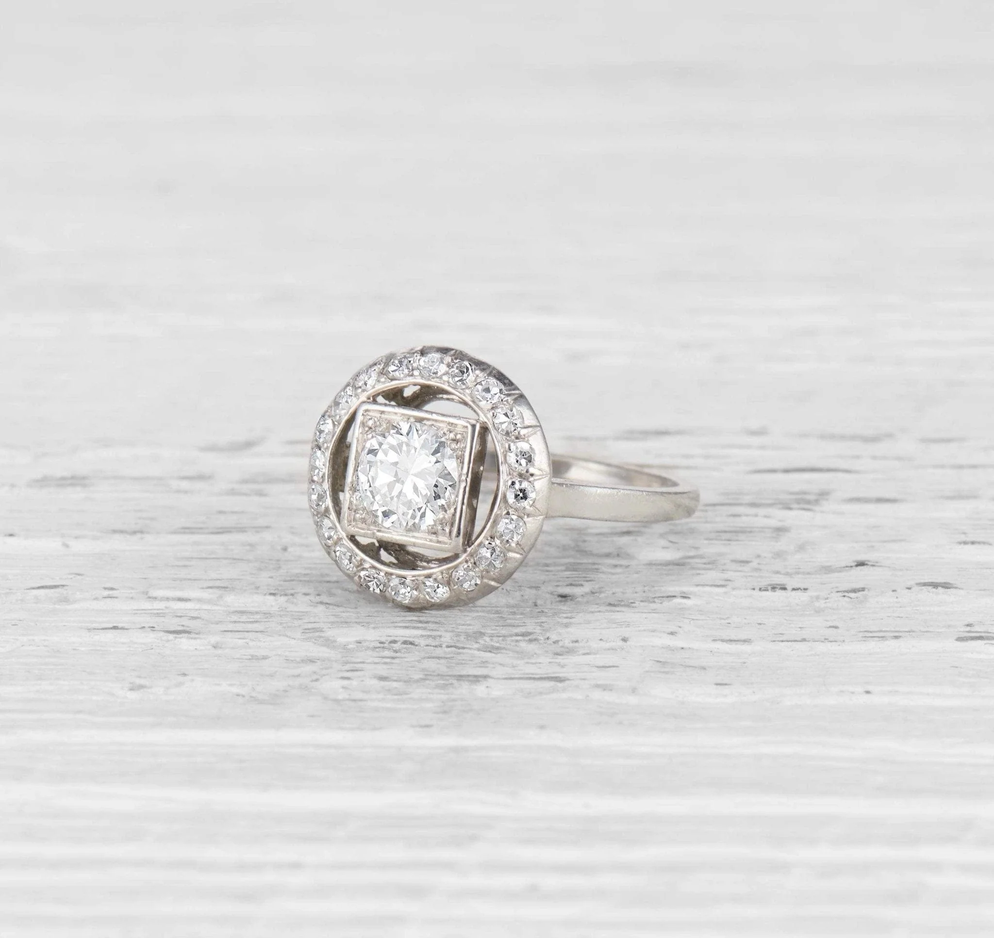 .74 CARAT LATE ART DECO DIAMOND ENGAGEMENT RING