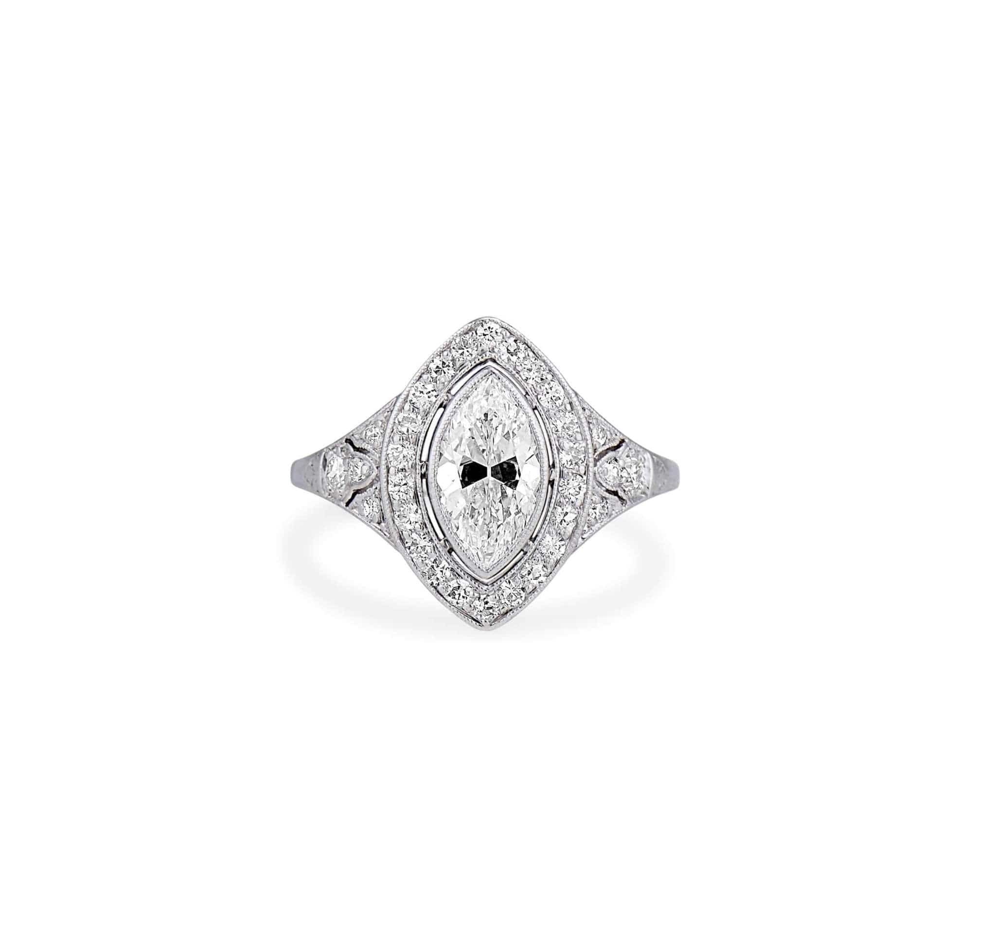 .94 Carat Golconda IIa Marquise Art Deco Diamond Engagement Ring - Image 2