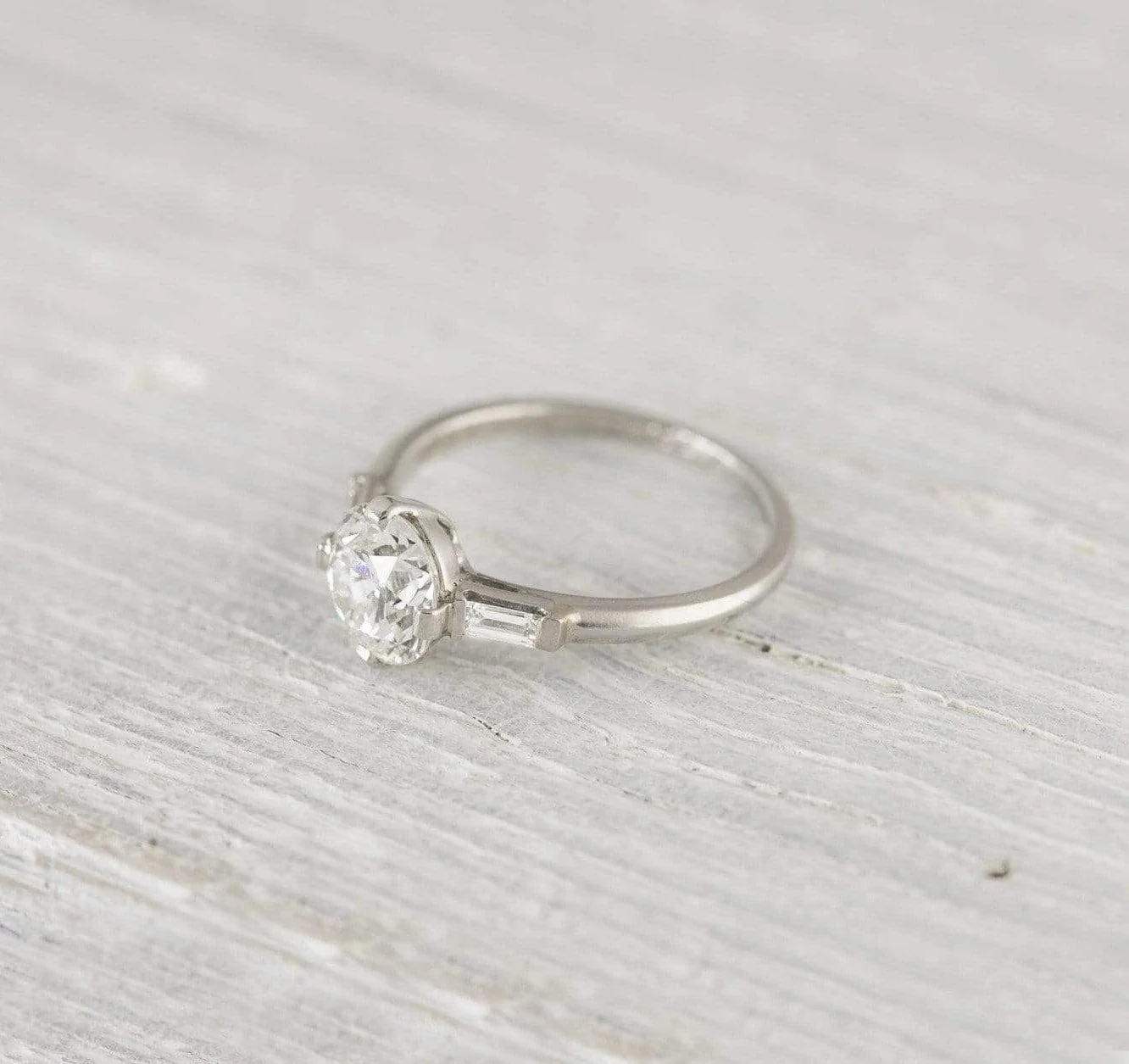 1.02 Carat Old European Cut Art Deco Diamond Engagement Ring