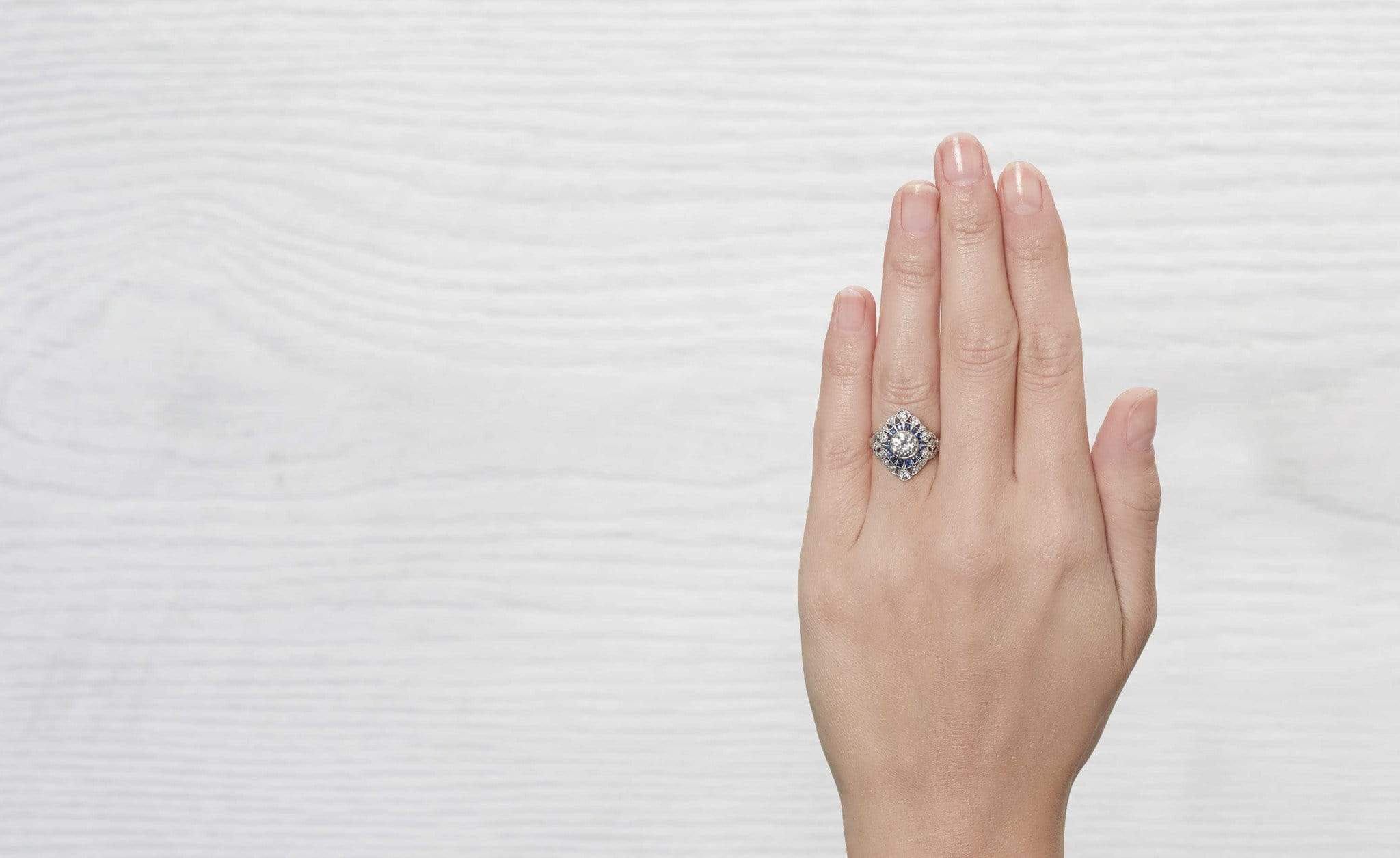 1.04 Carat Diamond and Sapphire Edwardian Engagement Ring - Image 5