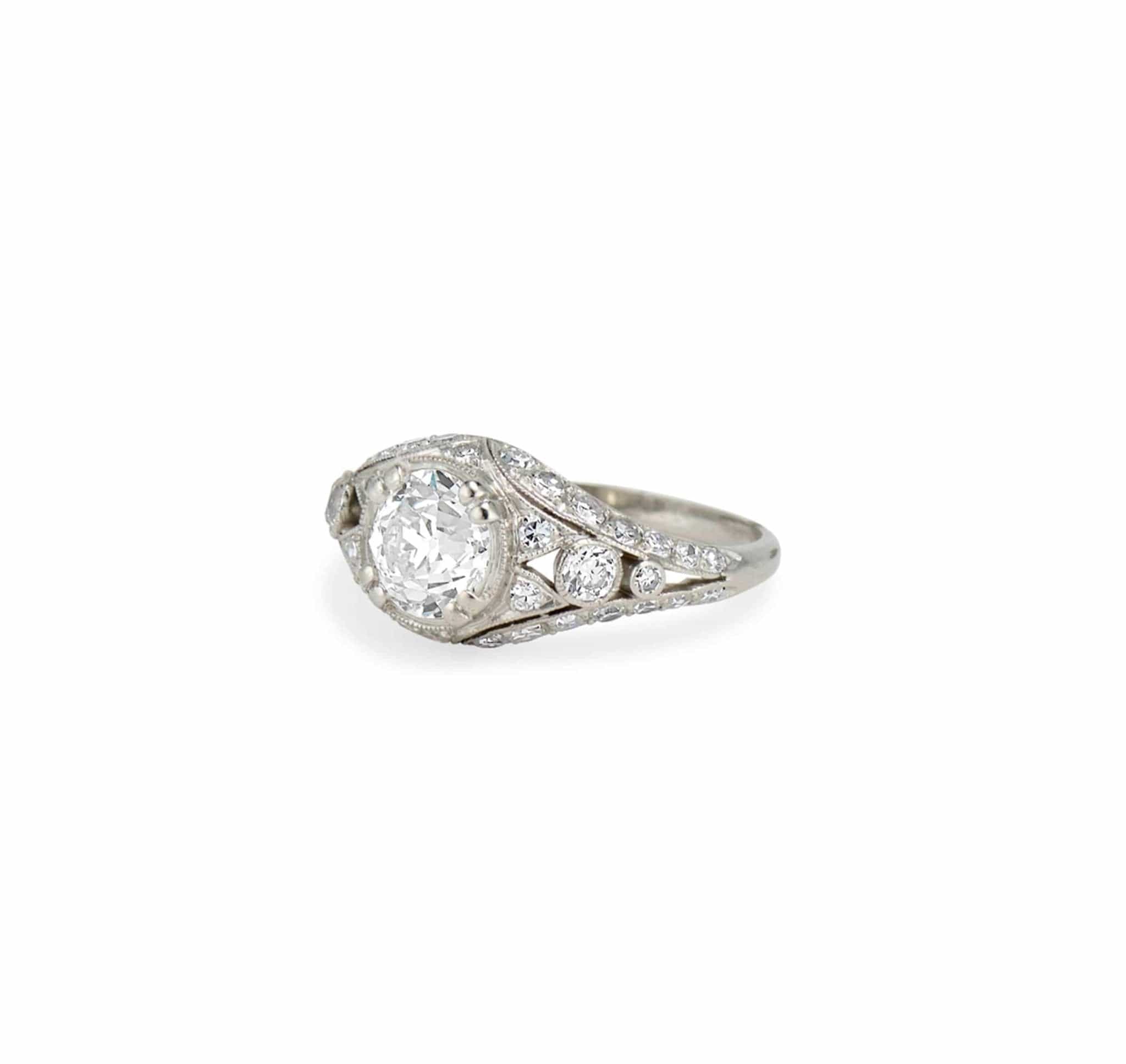 Edwardian 1.06 Carat Diamond Filigree Ring - Image 2