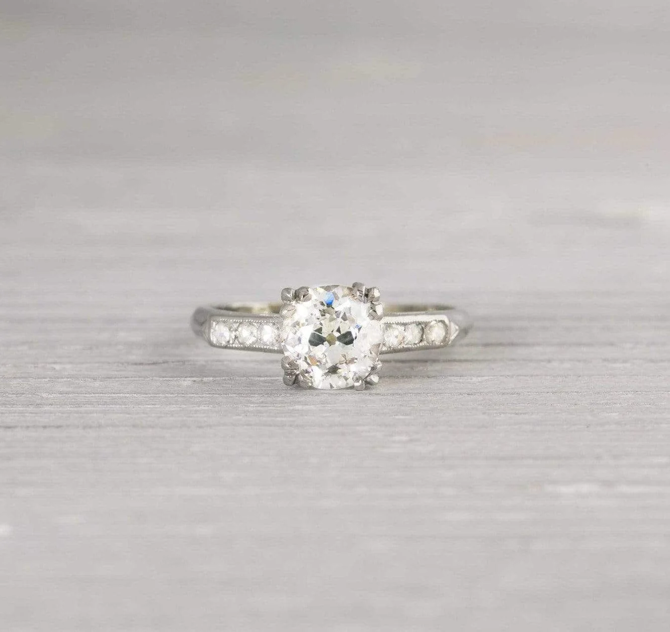 1.09 Carat Old European Cut Diamond Vintage Solitaire Engagement Ring - Image 2