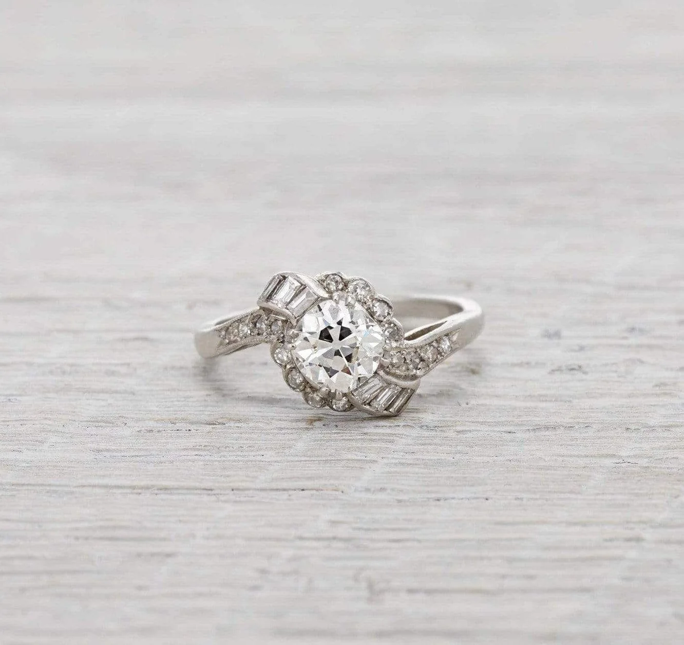 1.17 Carat Old European Cut Diamond Engagement Ring - Image 2