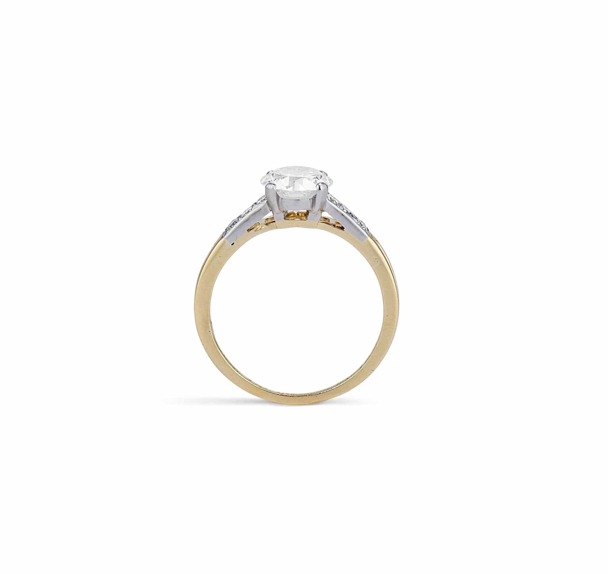 1920s Tiffany & Co 1.21 Carat Two Tone Solitaire Ring - Image 4