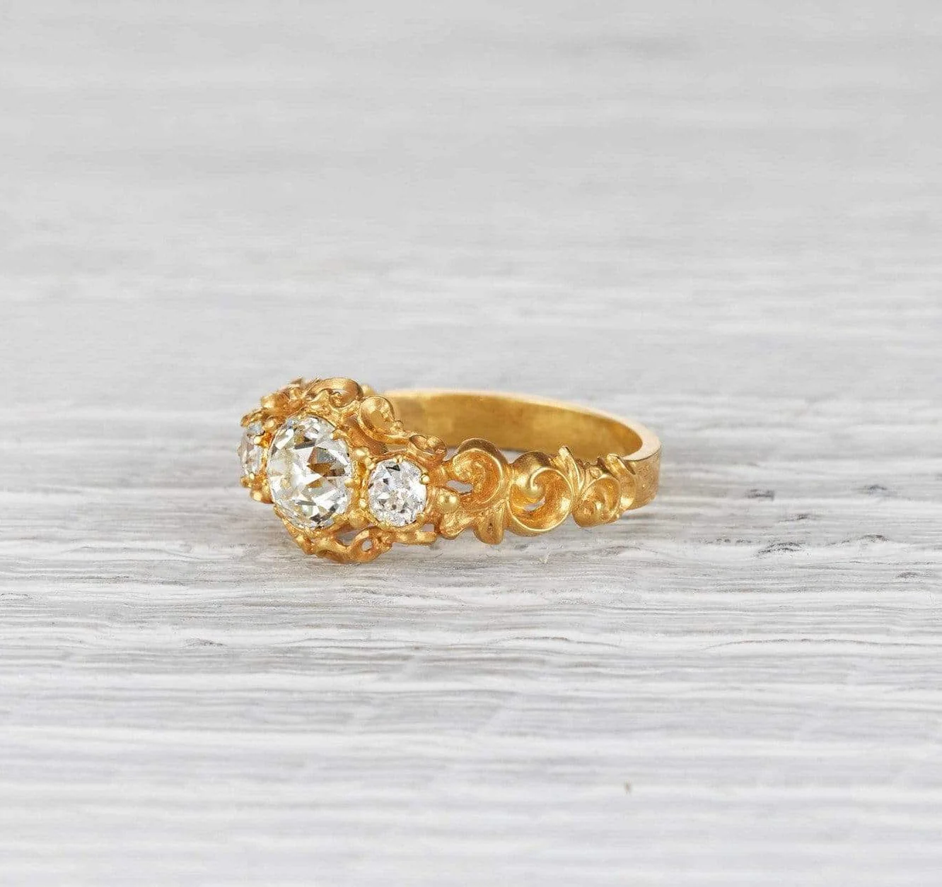 1.23 Carat Victorian Three Stone Engagement Ring