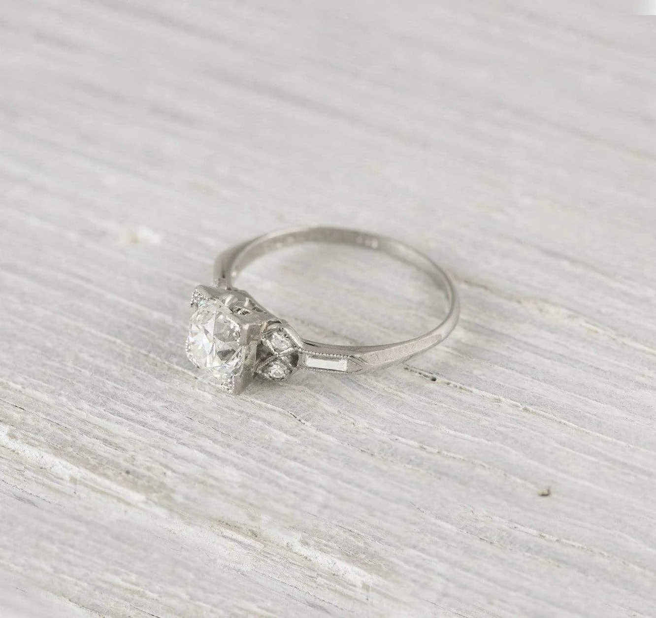 1.36 Carat Vintage Old European Cut Diamond Engagement Ring