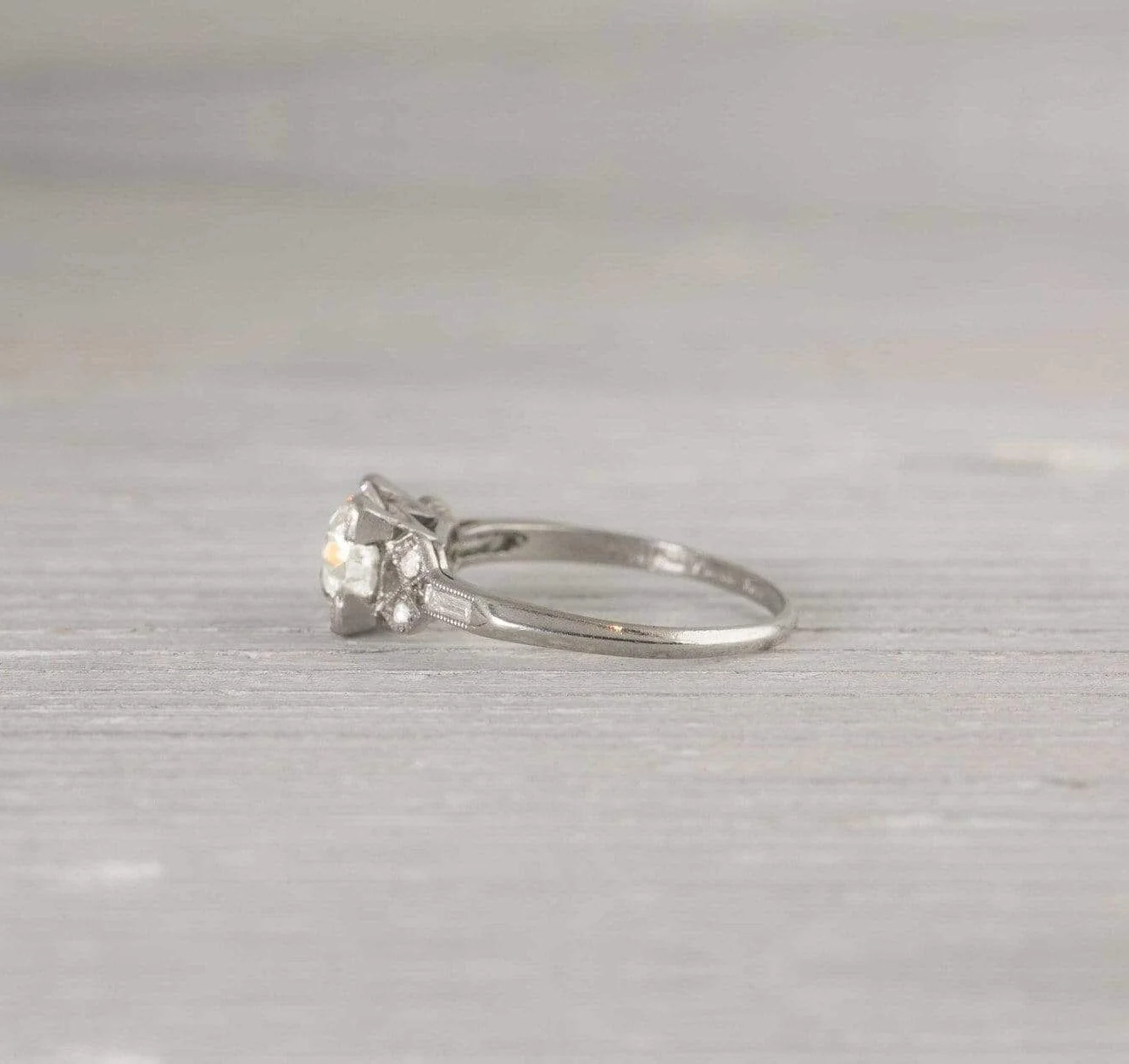 1.36 Carat Vintage Old European Cut Diamond Engagement Ring - Image 2