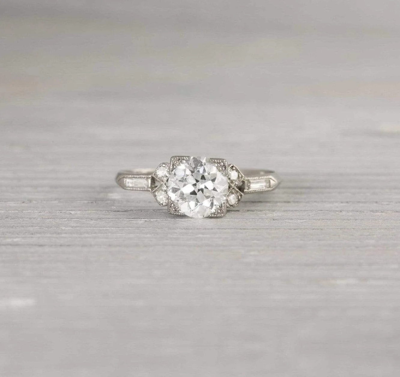 1.36 Carat Vintage Old European Cut Diamond Engagement Ring - Image 3