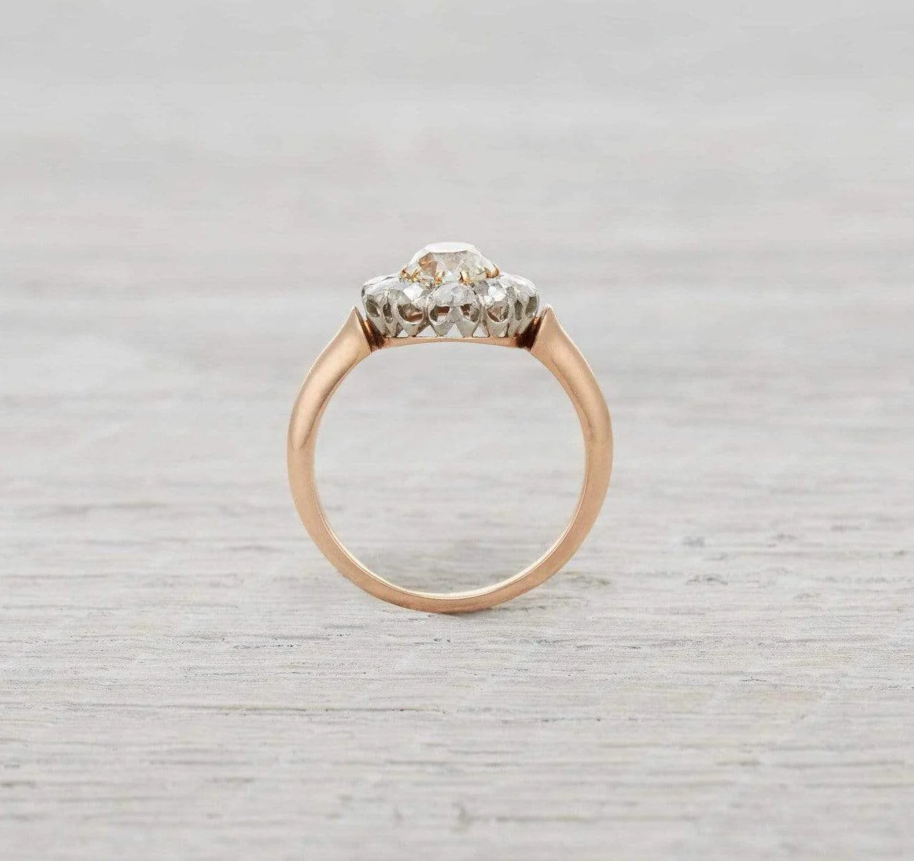 1.40 Carat Edwardian Diamond Cluster Gold Engagement Ring - Image 4