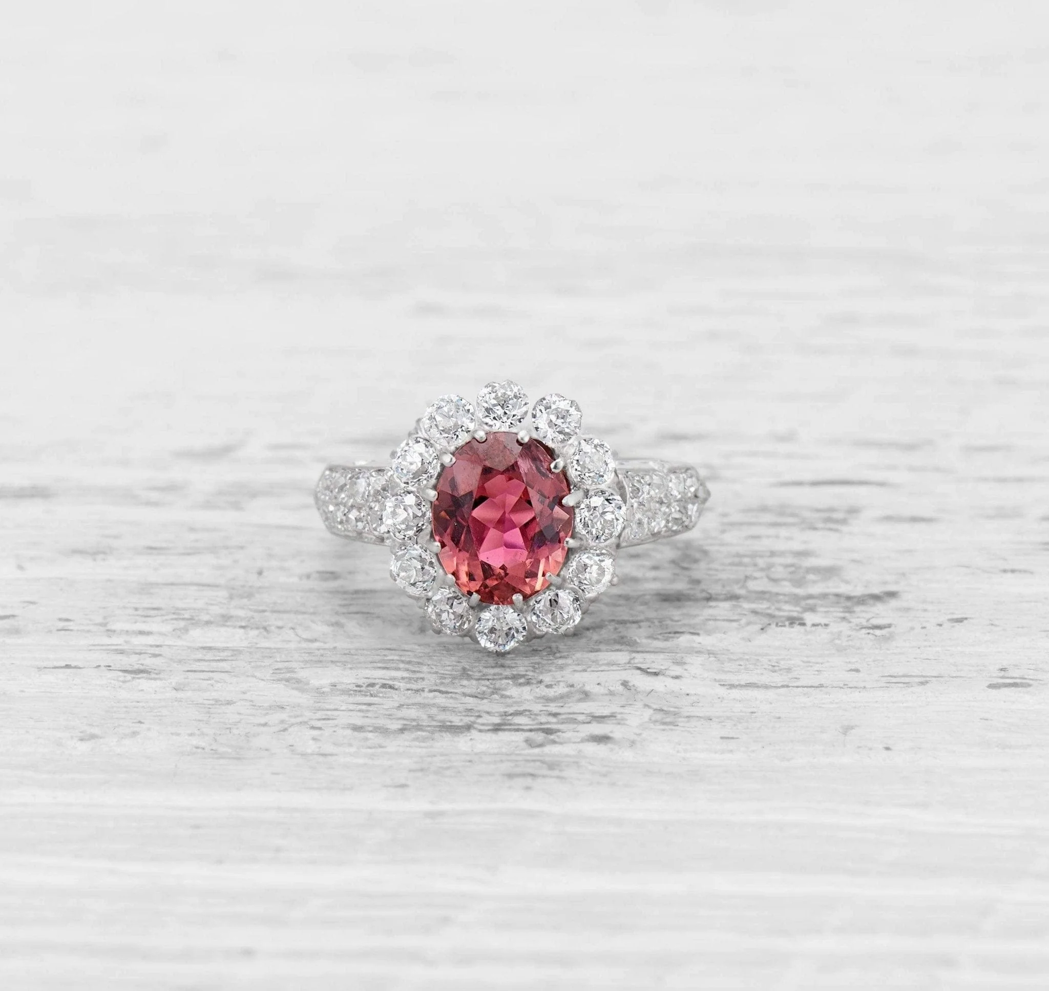 1.45 CARAT PINK TOURMALINE AND DIAMOND ENGAGEMENT RING - Image 2