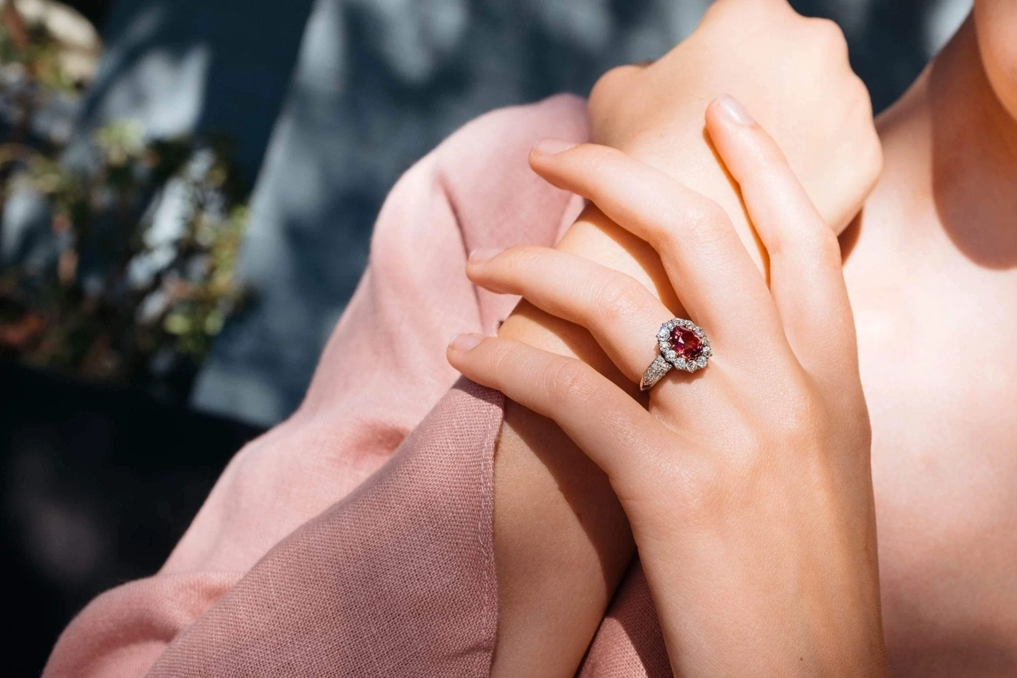 1.45 CARAT PINK TOURMALINE AND DIAMOND ENGAGEMENT RING - Image 5