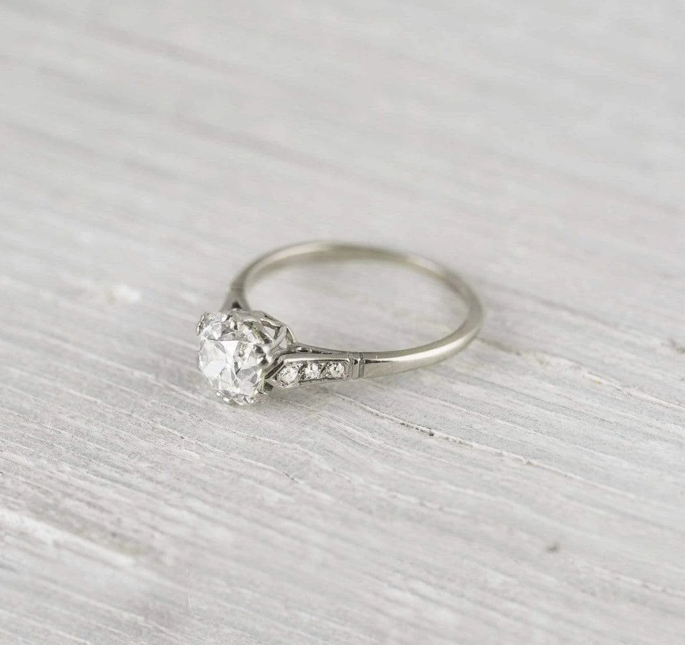 1.50 Carat Cushion Cut Vintage Diamond Engagement Ring