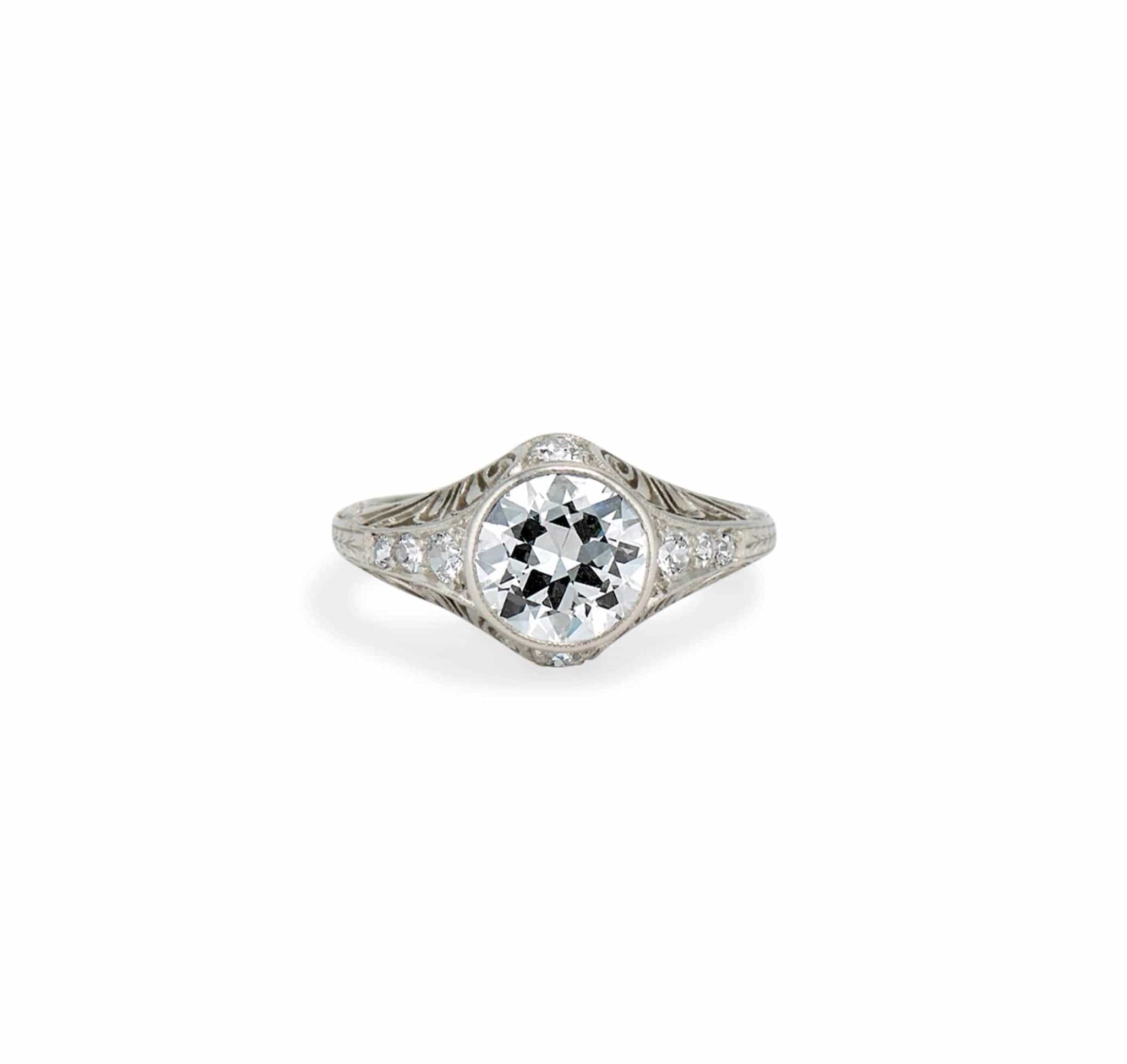 Edwardian 1.60 Carat Old European Diamond Filigree Ring
