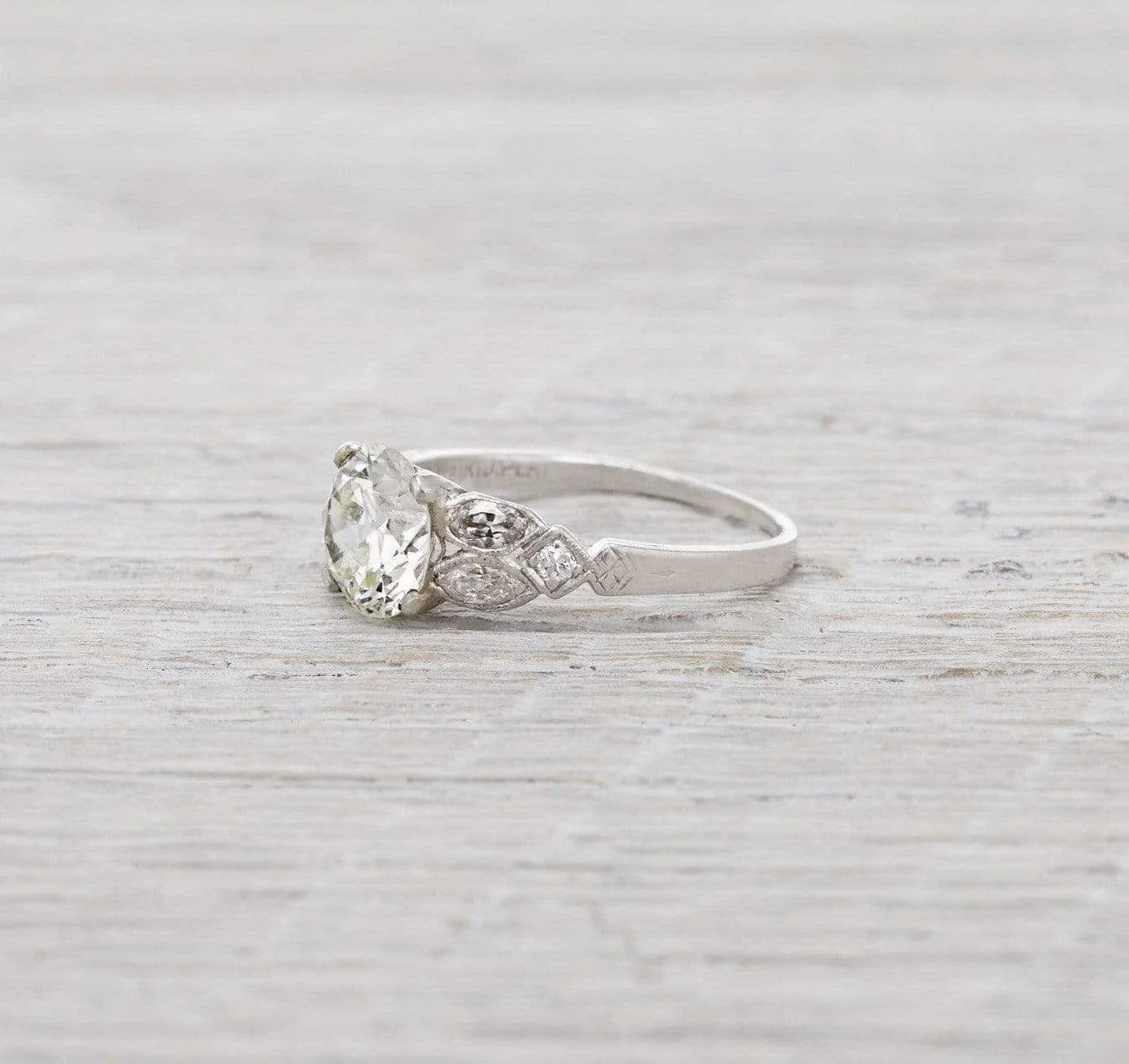 1.61 Carat Art Deco Diamond Engagement Ring
