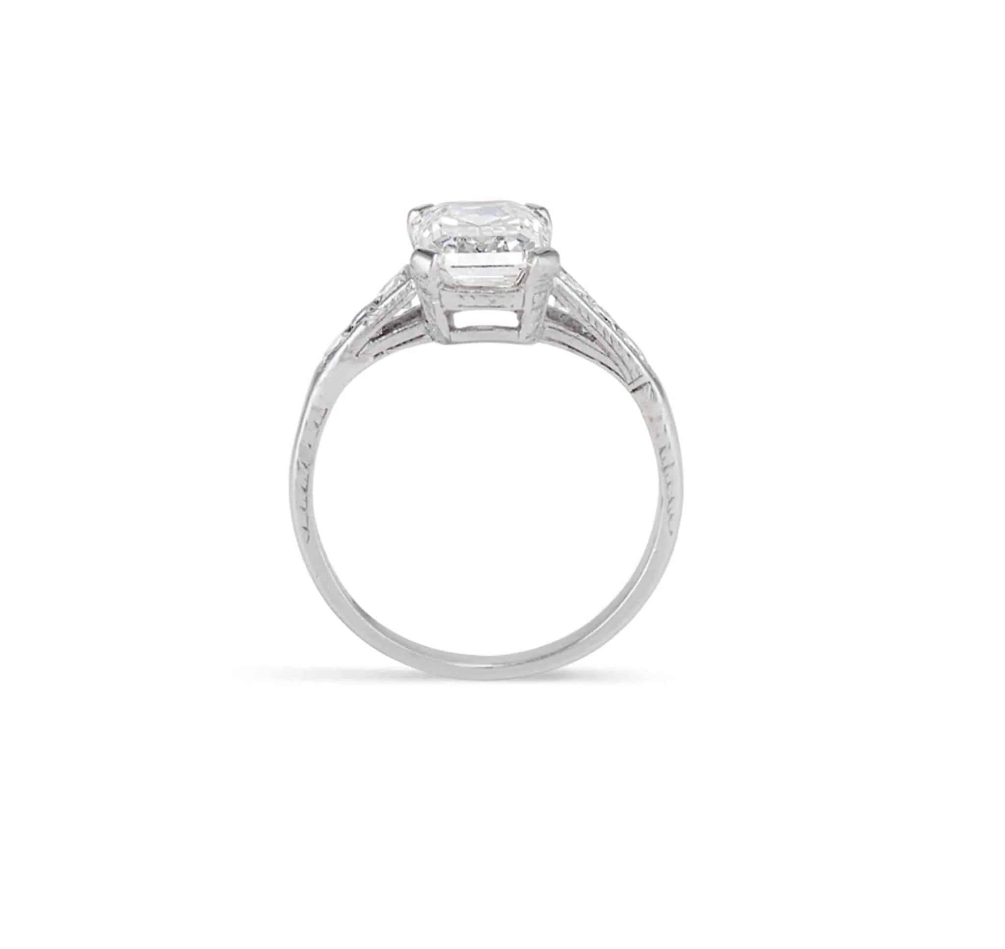 1.91 Carat Vintage Art Deco Emerald Cut Diamond Ring - Image 4