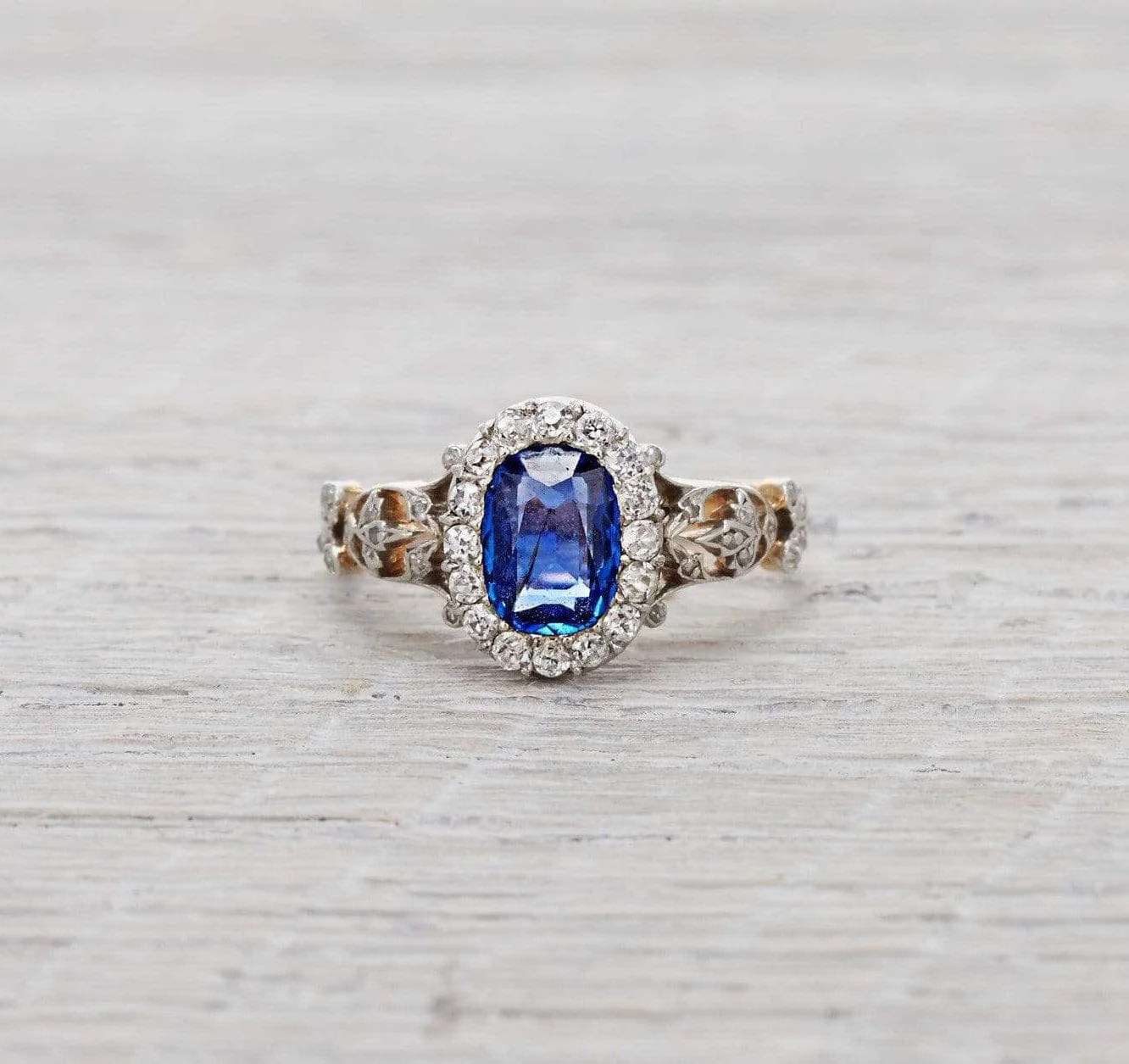 One Carat Art Nouveau Sapphire Engagement Ring - Image 2
