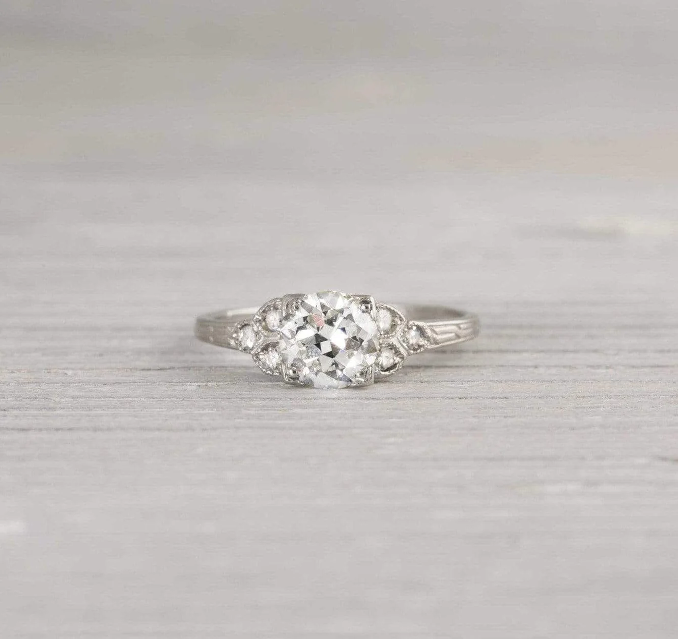 One Carat Diamond Vintage Engagement Ring - Image 2