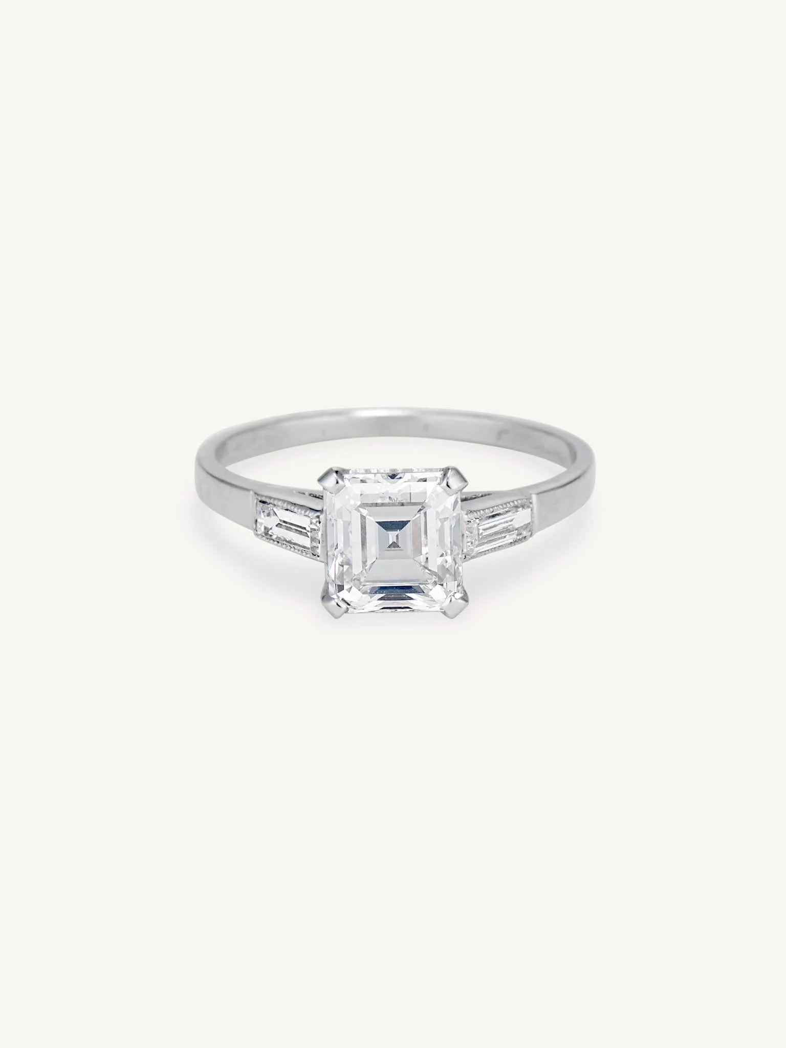 1920s 1.52 Carat Square Emerald Cut Diamond Vintage Engagement Ring