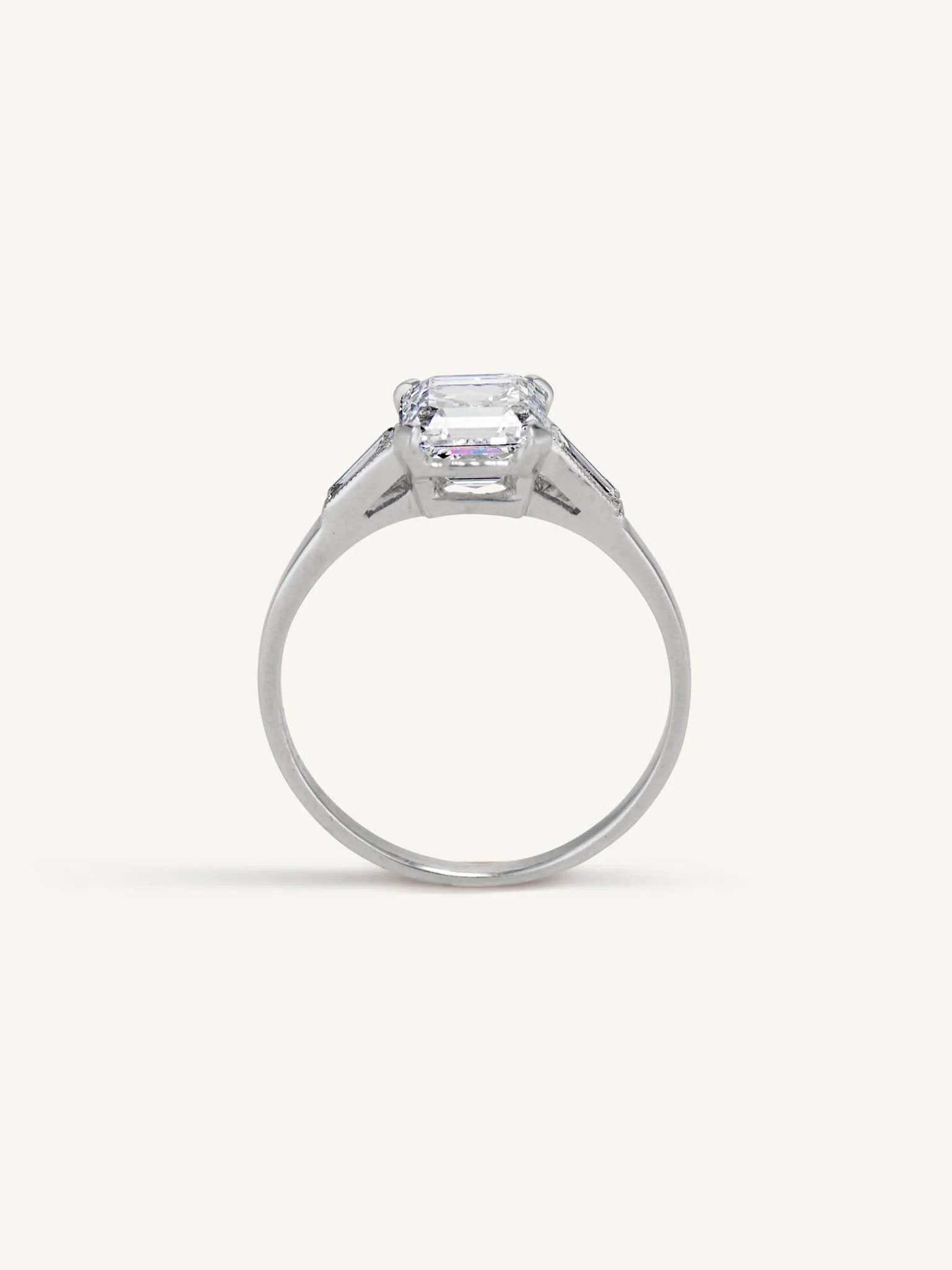 1920s 1.52 Carat Square Emerald Cut Diamond Vintage Engagement Ring - Image 4