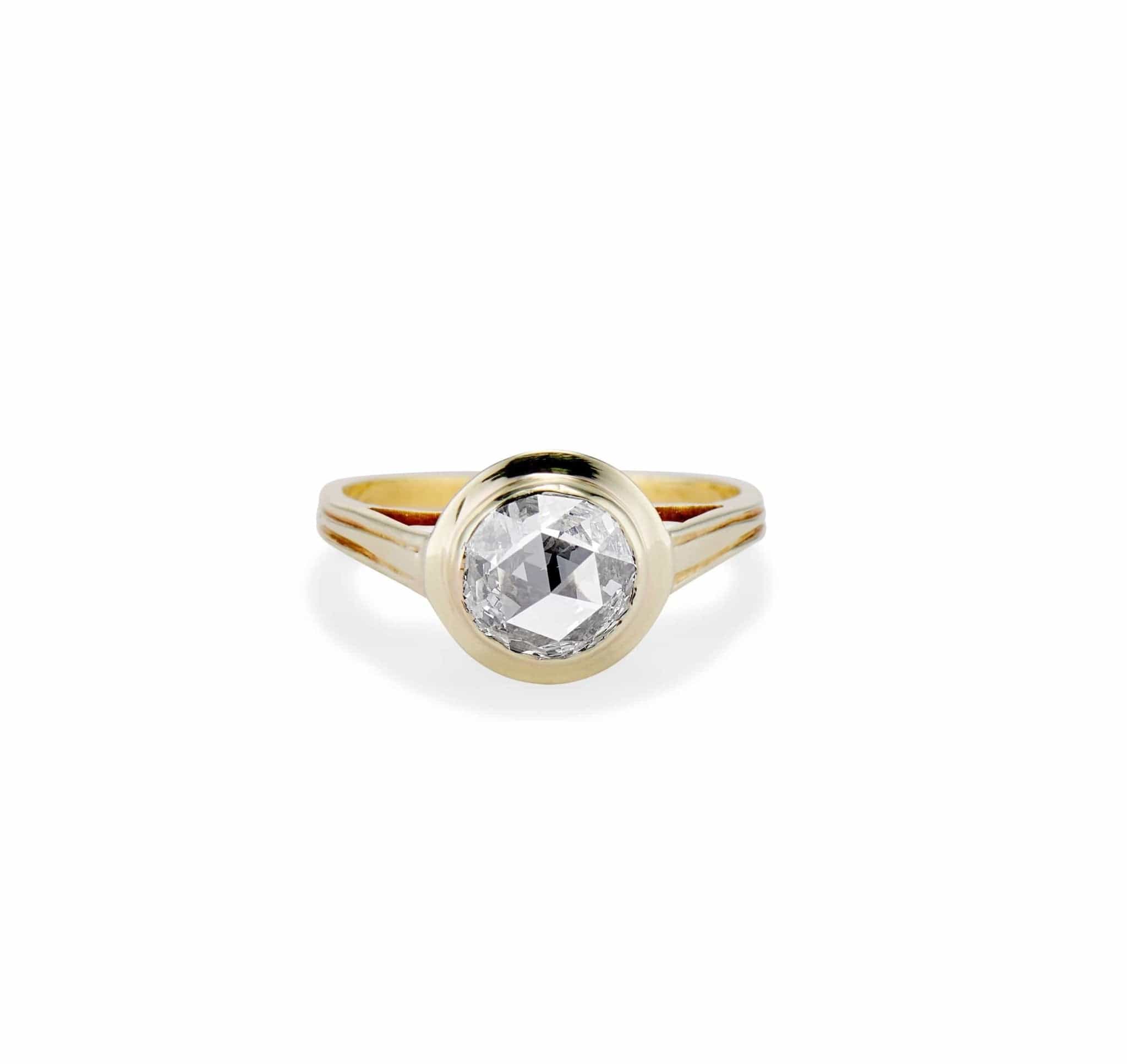 19th Century 1.11 Carat Rose Cut Bezel Engagement Ring