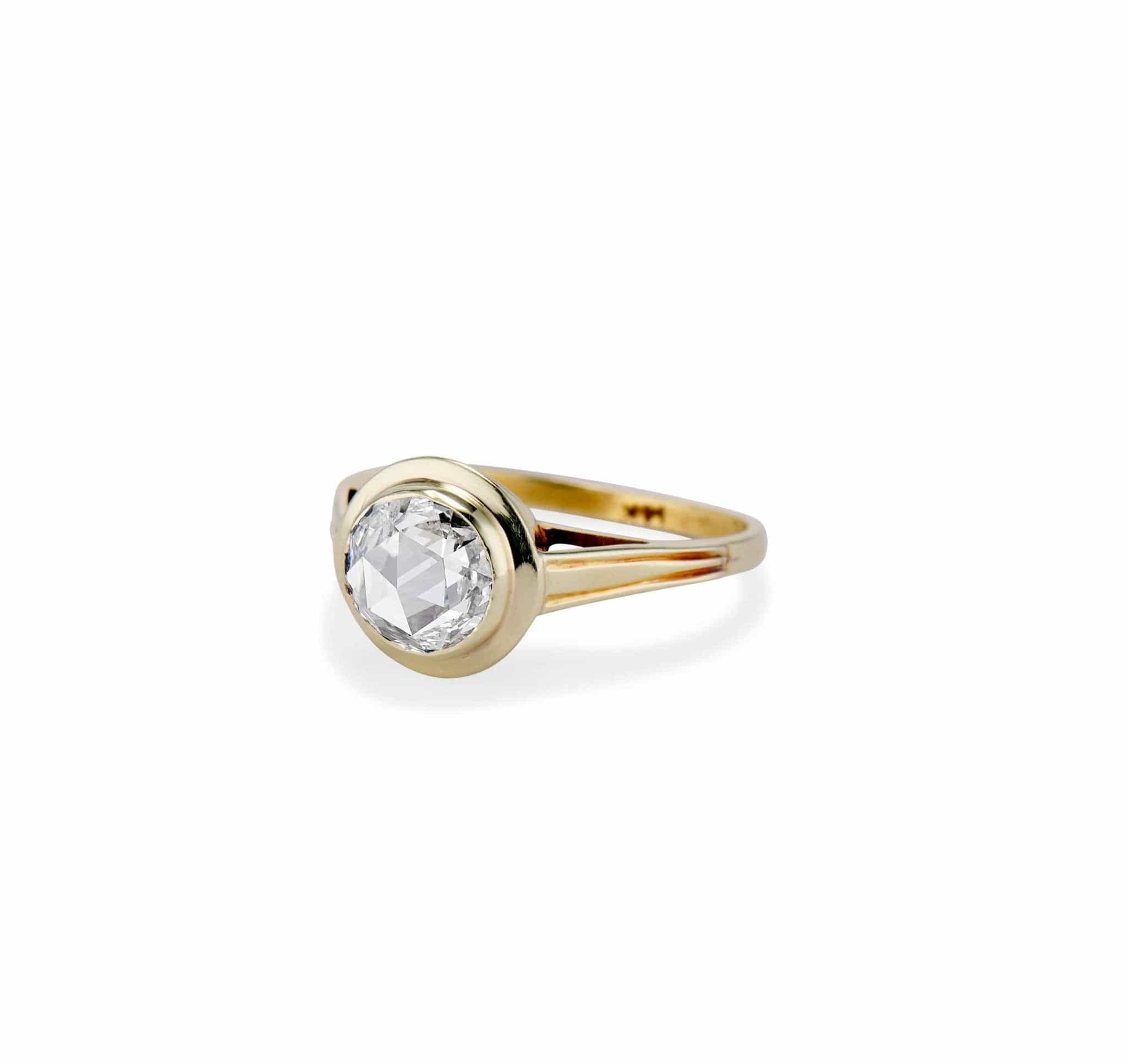 19th Century 1.11 Carat Rose Cut Bezel Engagement Ring - Image 2