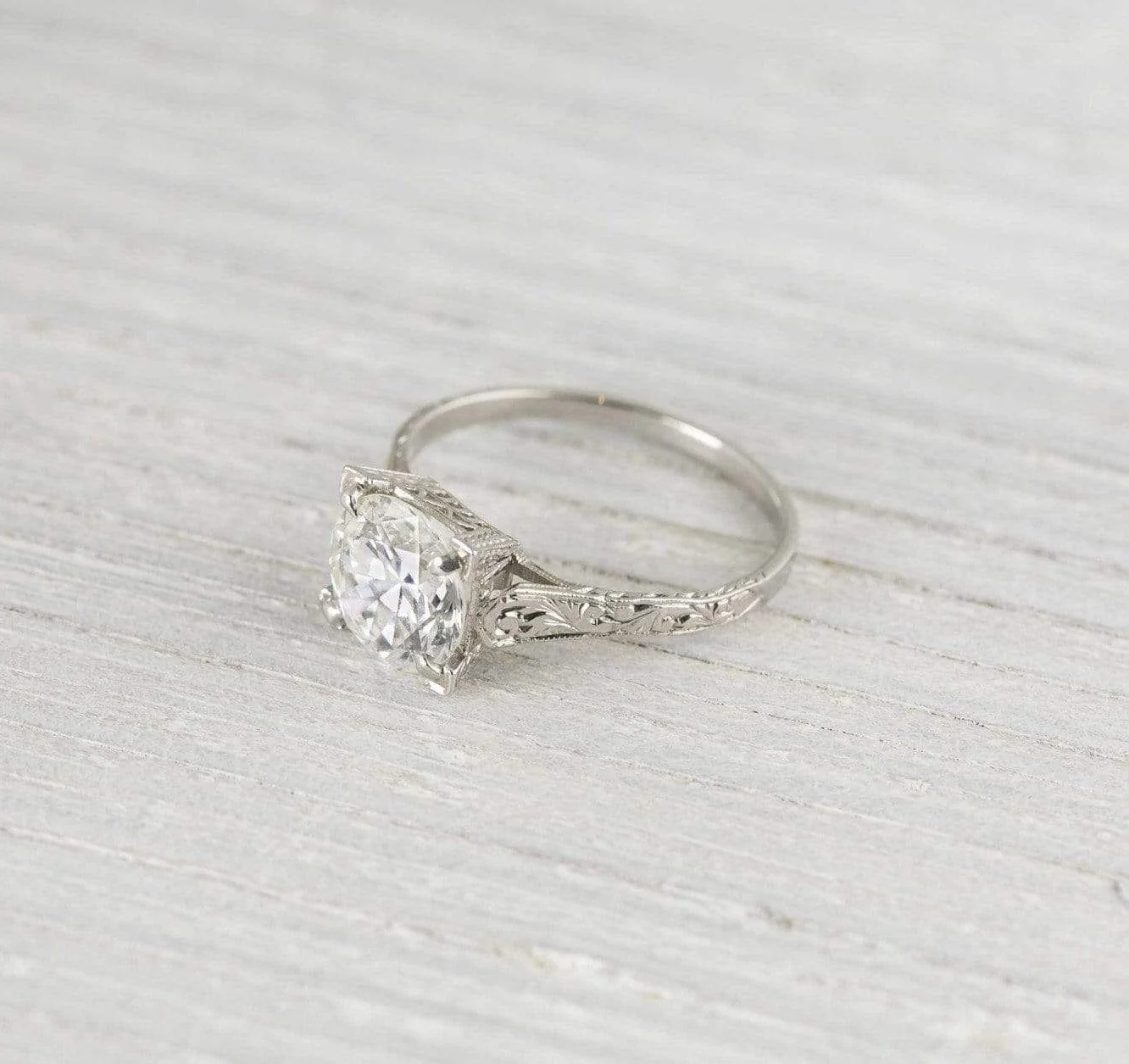 2.02 Carat Vintage Art Deco Solitaire Engagement Ring