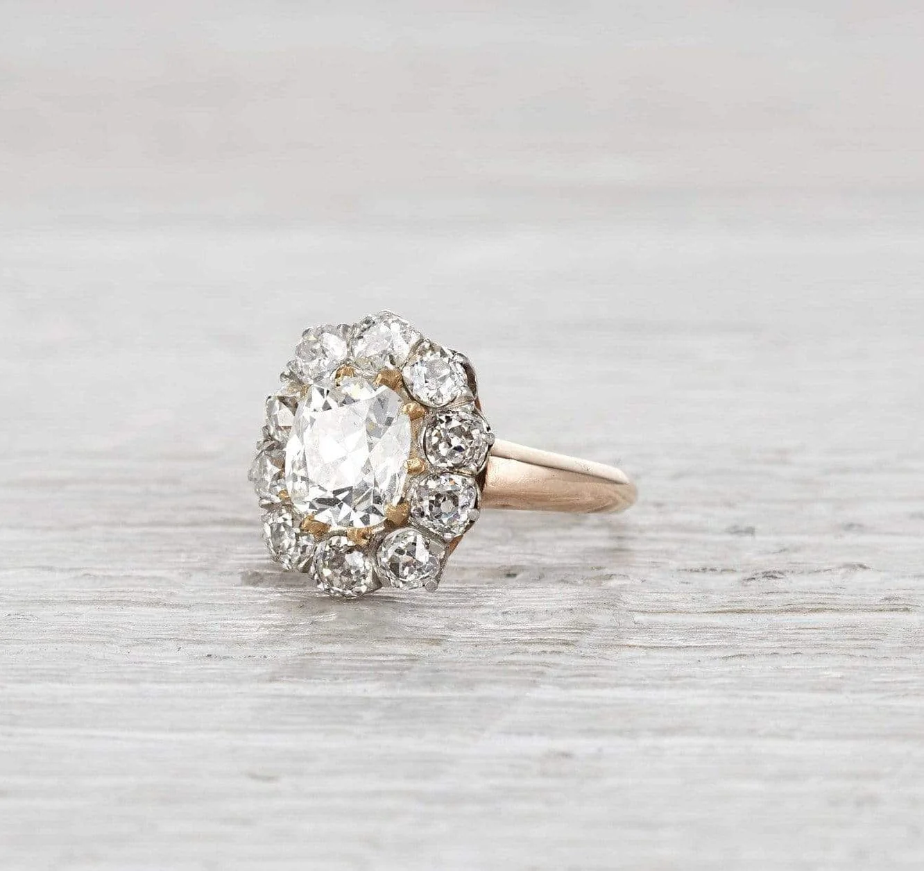 2.10 Carat Edwardian Cluster Engagement Ring