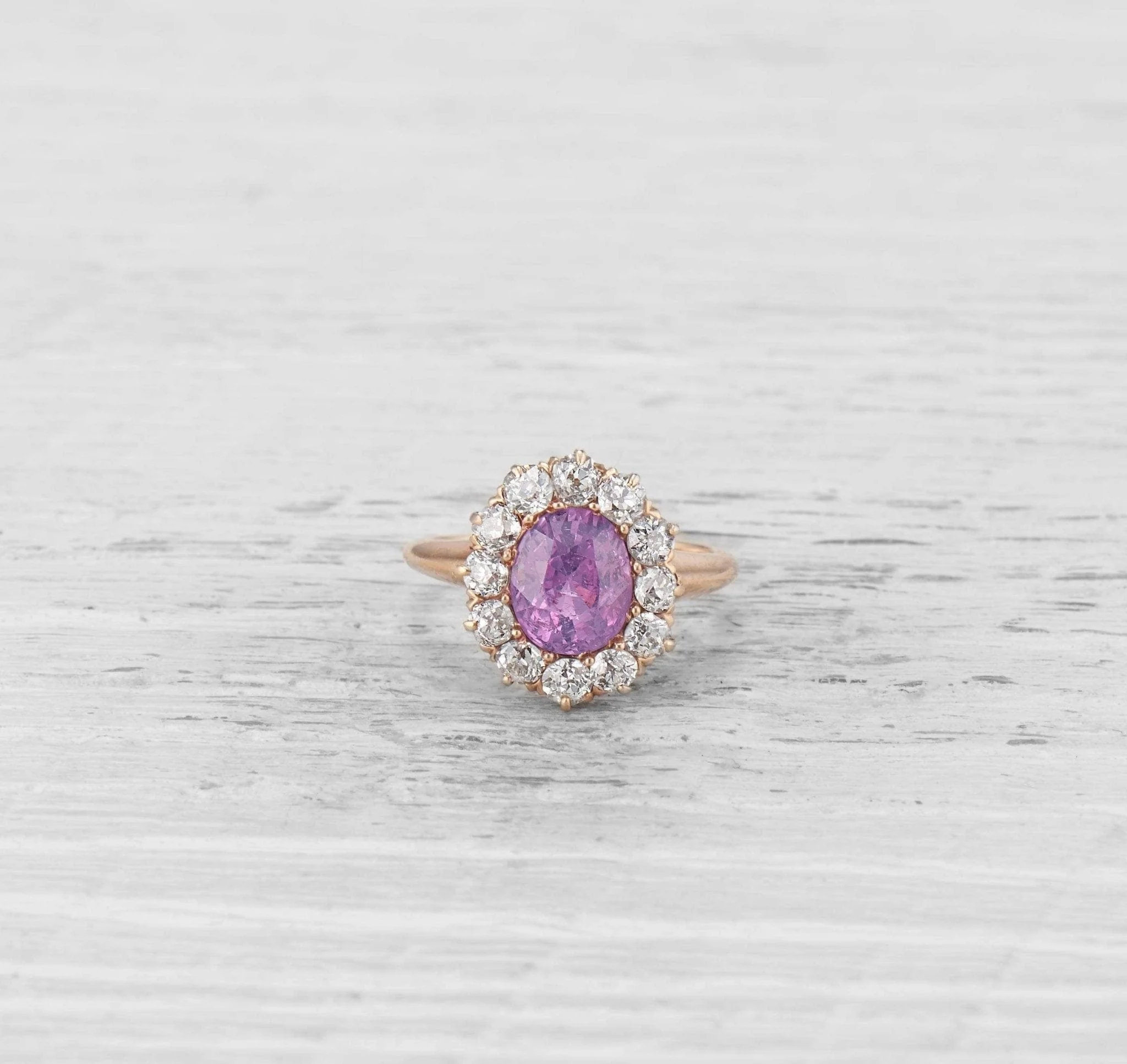 2.25 CARAT PINK SAPPHIRE AND DIAMOND CLUSTER RING - Image 2