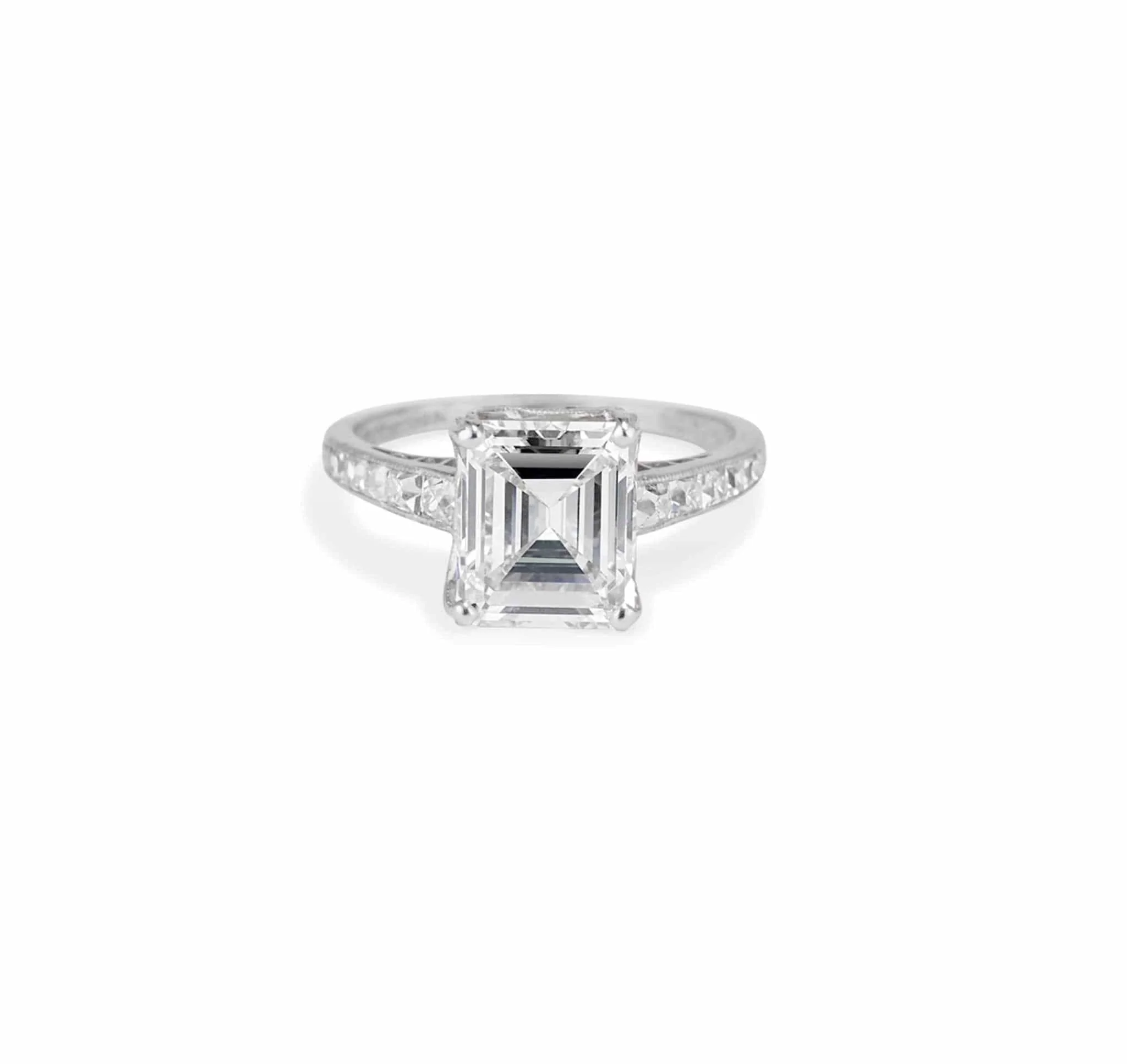 Tiffany & Co. Art Deco 2.70 Carat Emerald Cut Diamond Ring - Image 2
