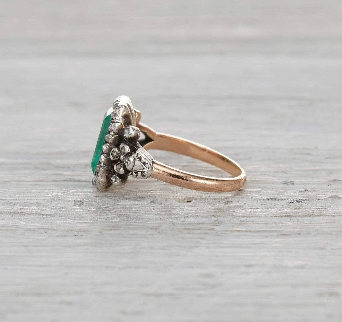 Two Carat Georgian Emerald and Diamond Ring - Image 3
