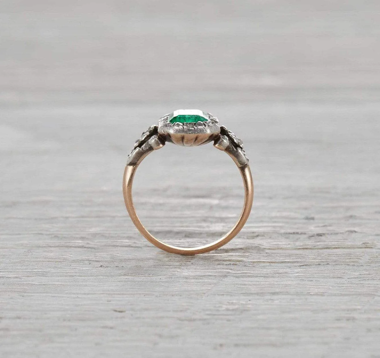 Two Carat Georgian Emerald and Diamond Ring - Image 4