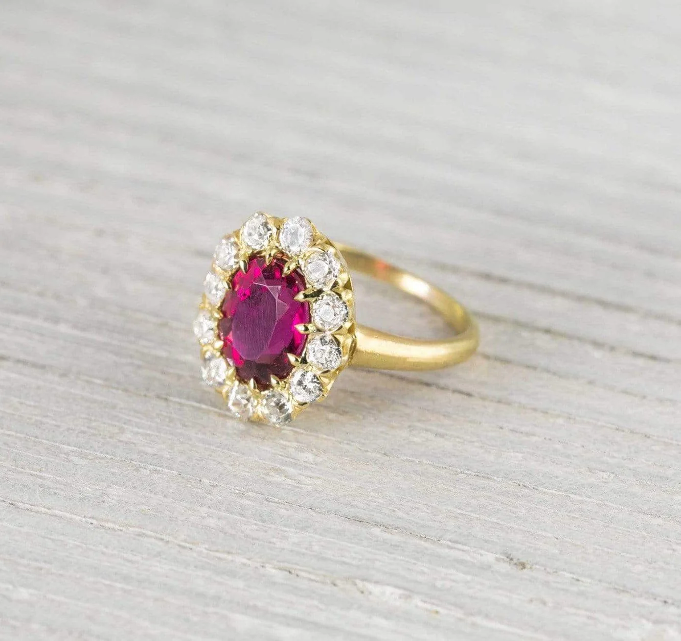 2 Carat Victorian Gold Ruballite and Diamond Engagement Ring