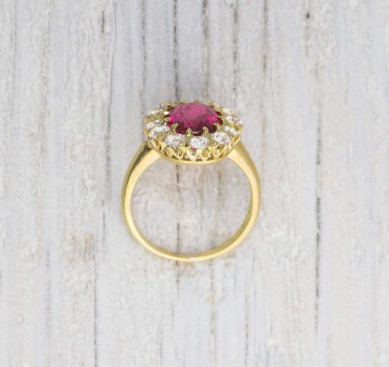 2 Carat Victorian Gold Ruballite and Diamond Engagement Ring - Image 4