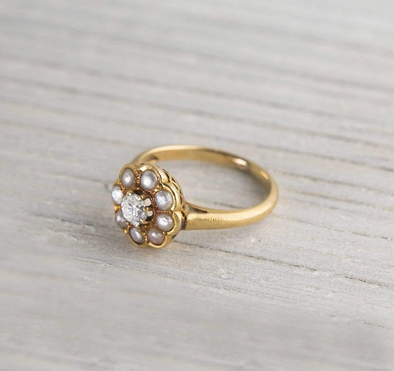.20 Carat Antique Victorian Gold & Pearl Engagement Ring