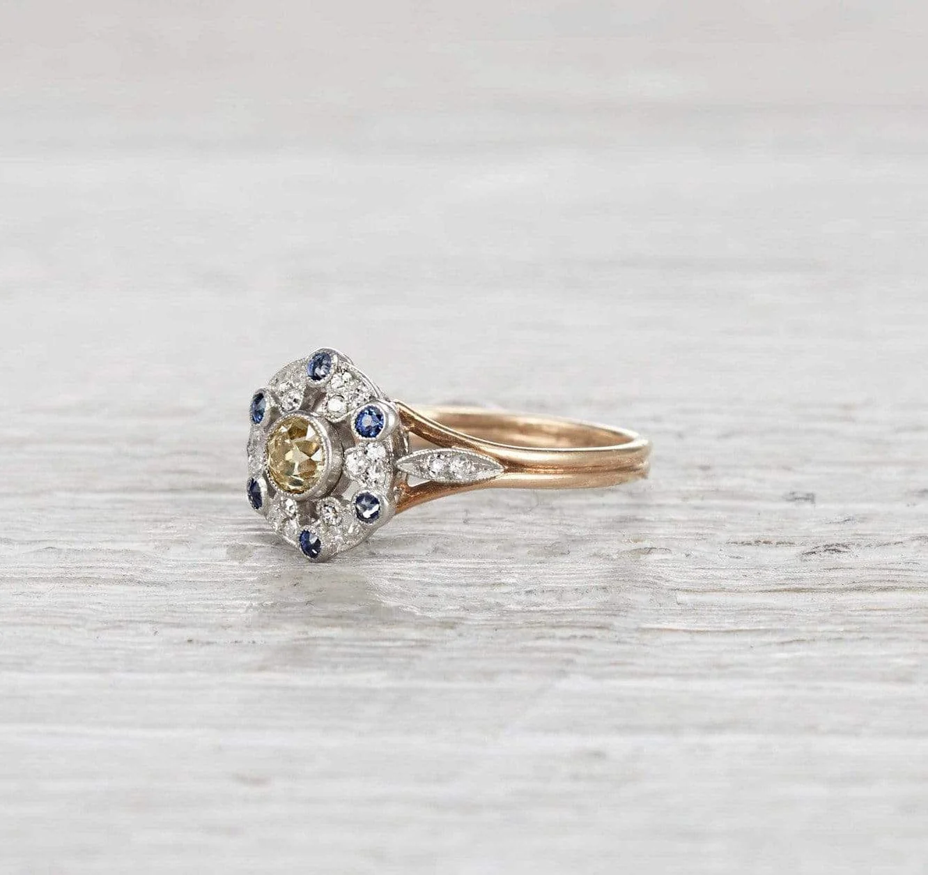 .25 Carat Edwardian Yellow Diamond Ring