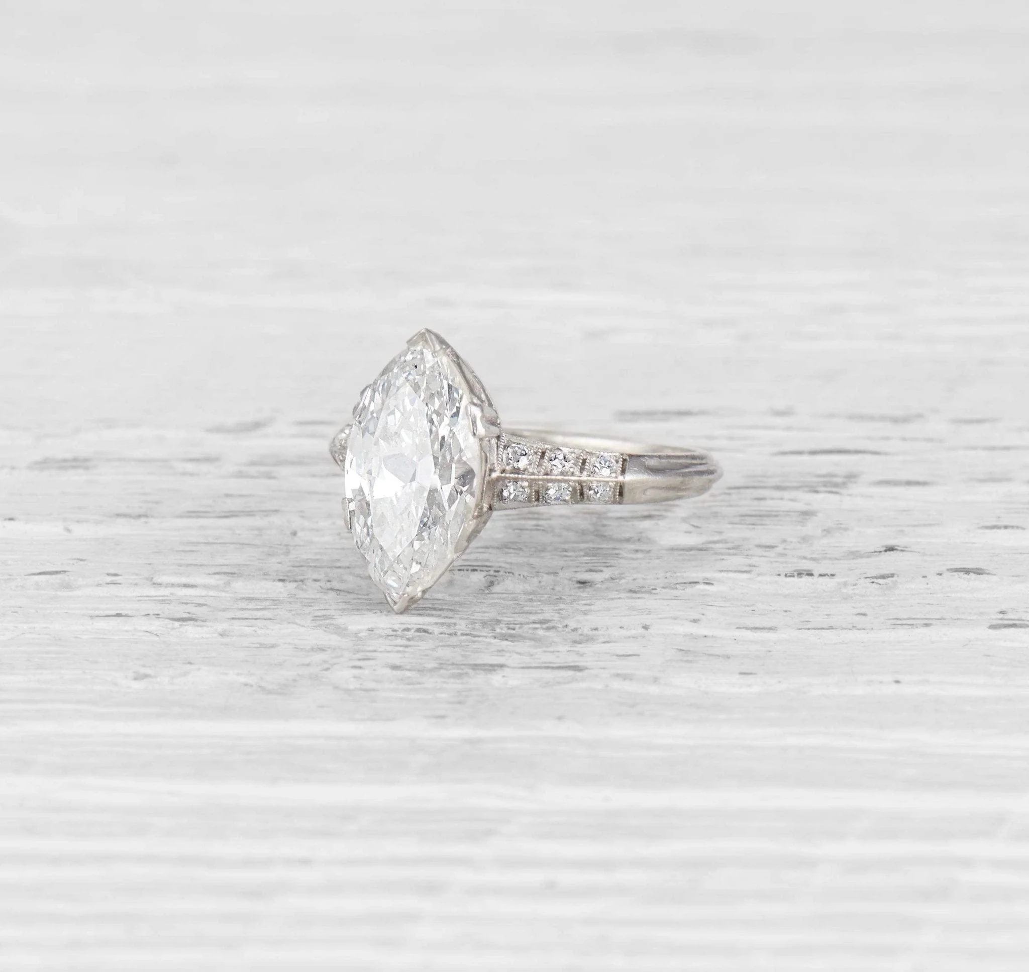 3.02 CARAT EDWARDIAN MARQUISE DIAMOND ENGAGEMENT RING