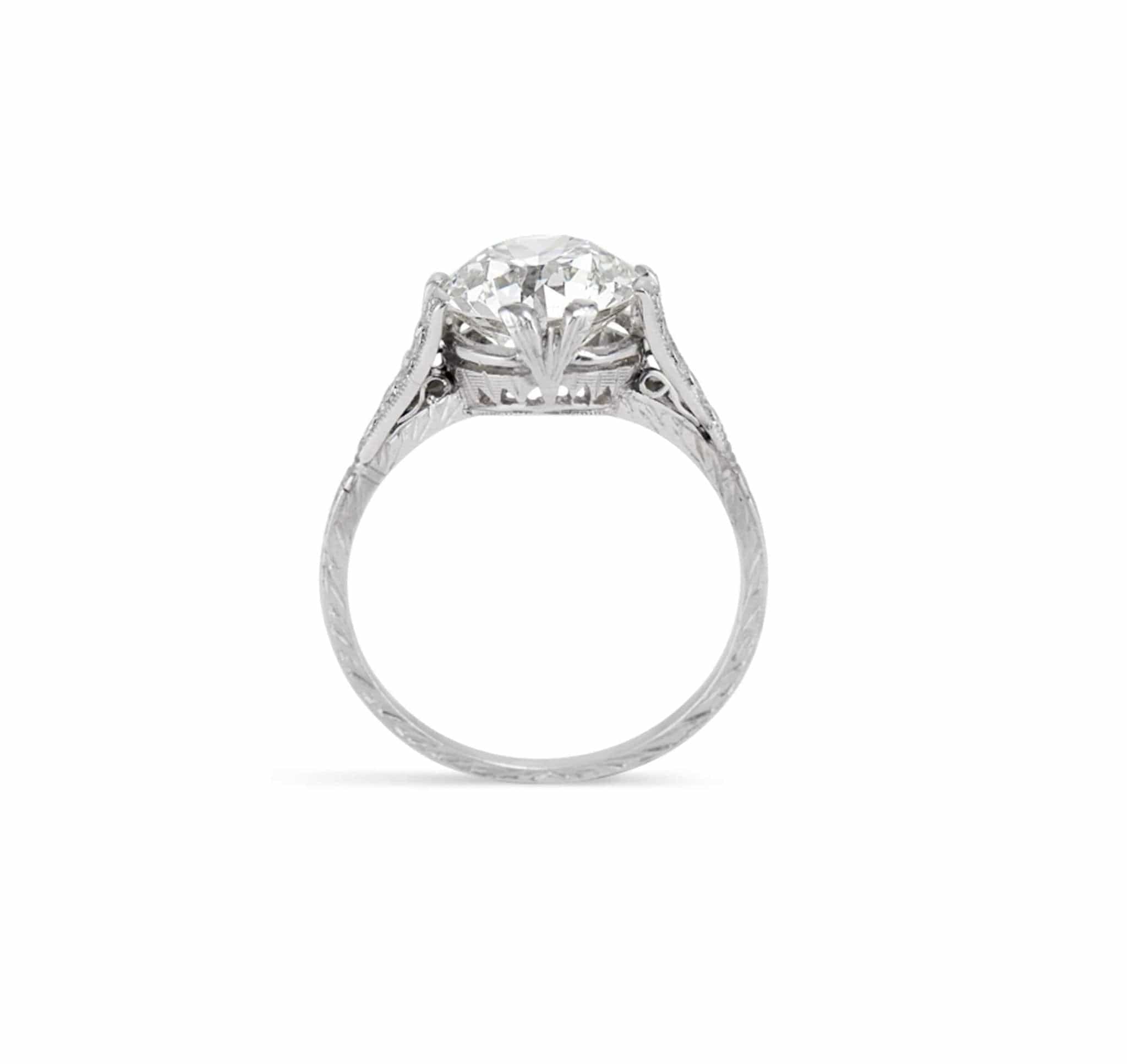 Edwardian 3.56 Carat Old European Cut Diamond NSEW Ring - Image 3