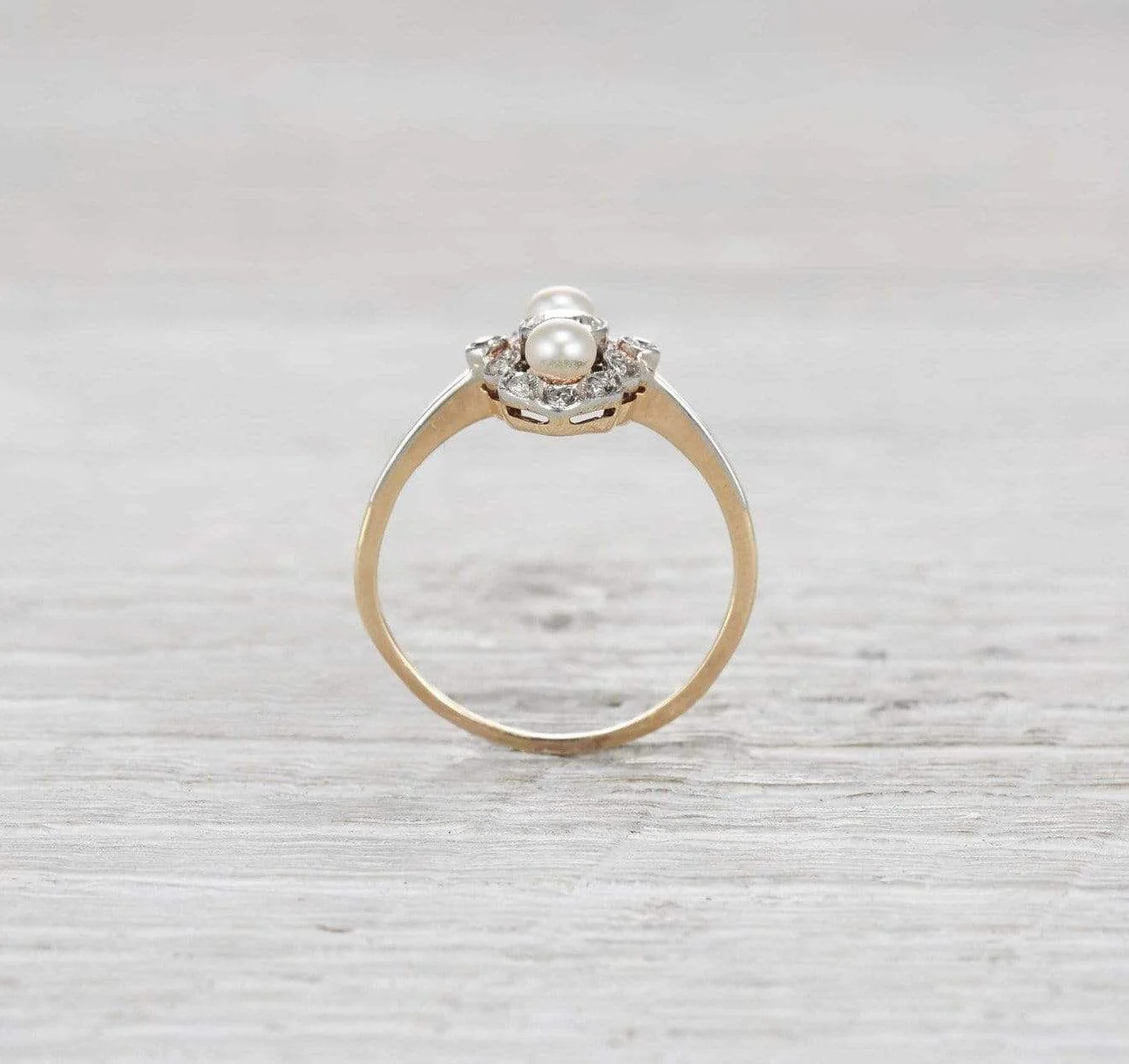 .30 Carat Edwardian Diamond and Pearl Navette Ring - Image 4