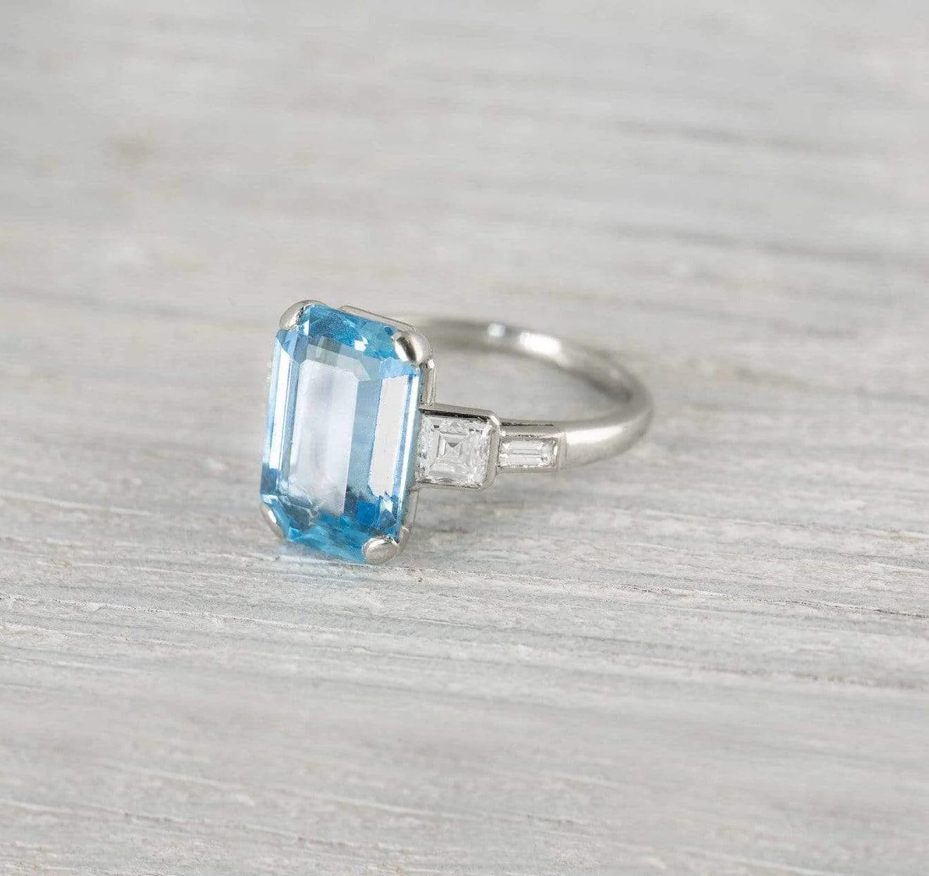 4.75 Carat Vintage Art Deco Aquamarine Engagement Ring