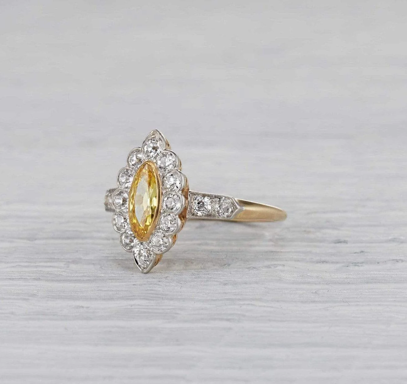 .42 Carat Edwardian Yellow Diamond Ring