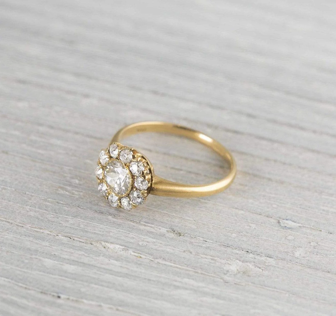 .45 Carat Diamond and Gold Victorian Cluster Engagement Ring