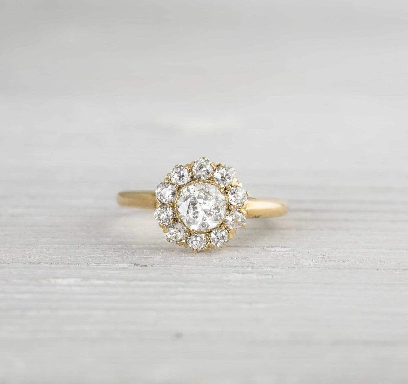 .45 Carat Diamond and Gold Victorian Cluster Engagement Ring - Image 2