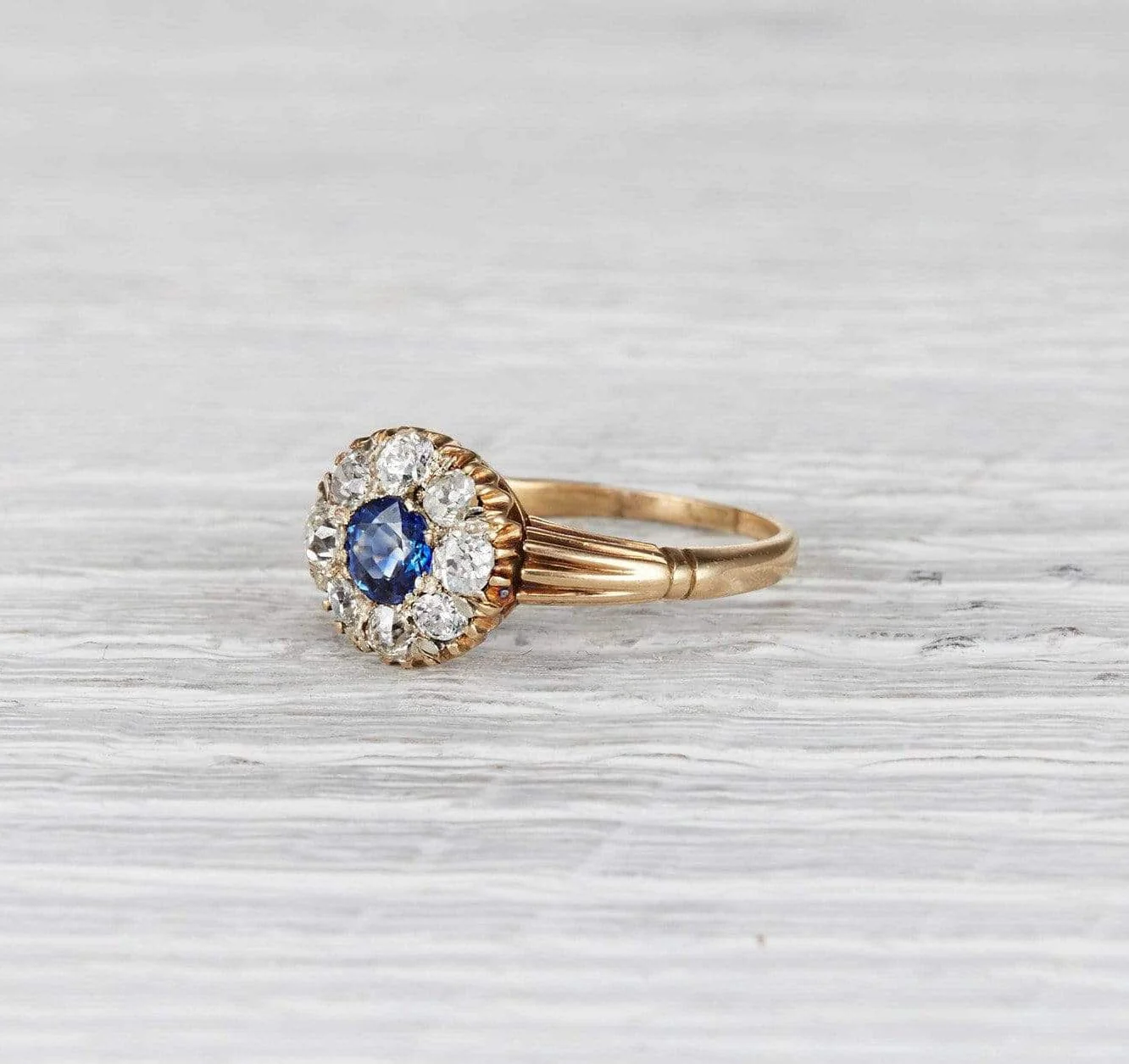 .45 Carat Victorian Sapphire Cluster Ring
