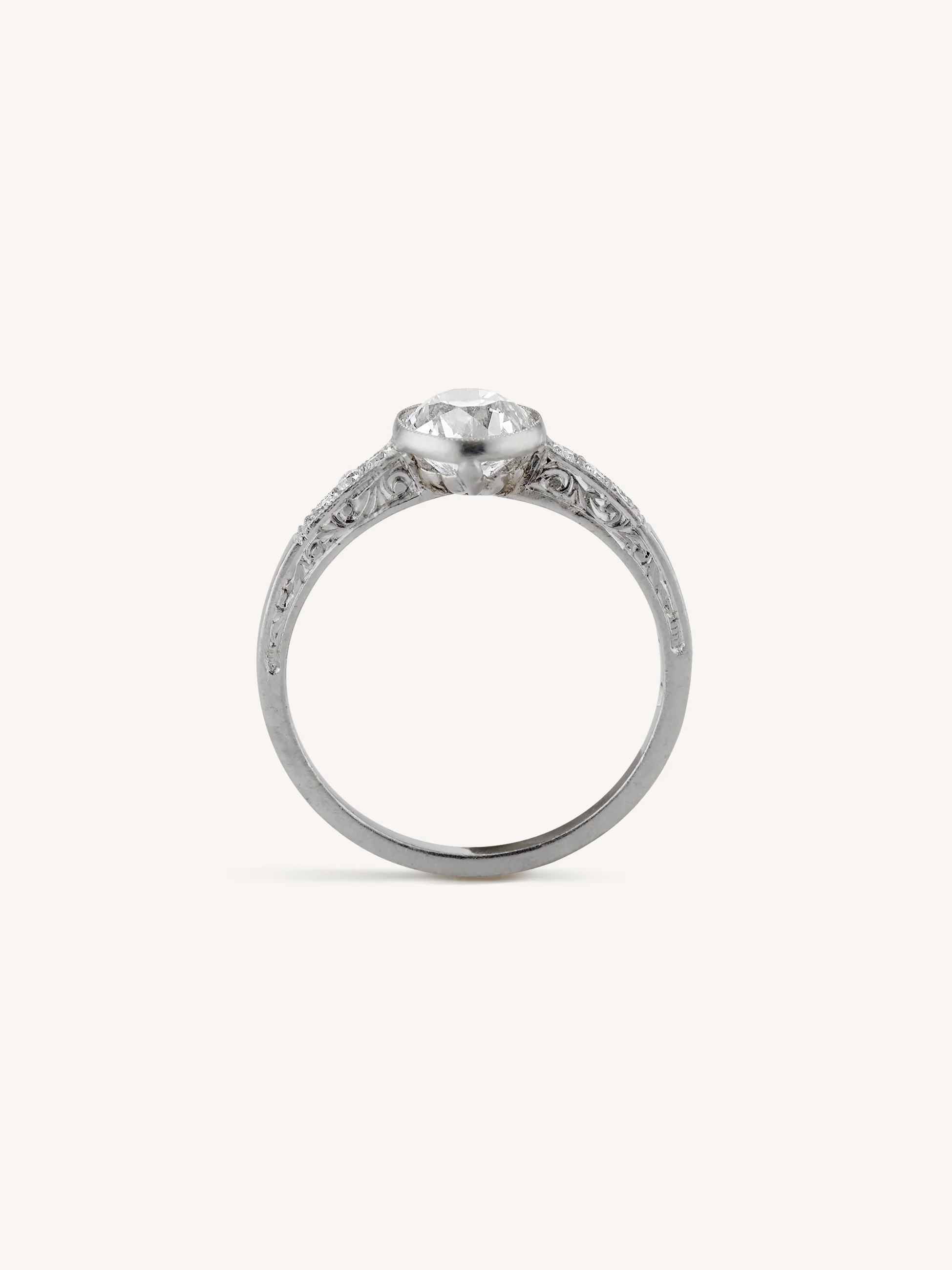 Edwardian Old European Cut Diamond Bezel Set Engagement Ring - Image 4