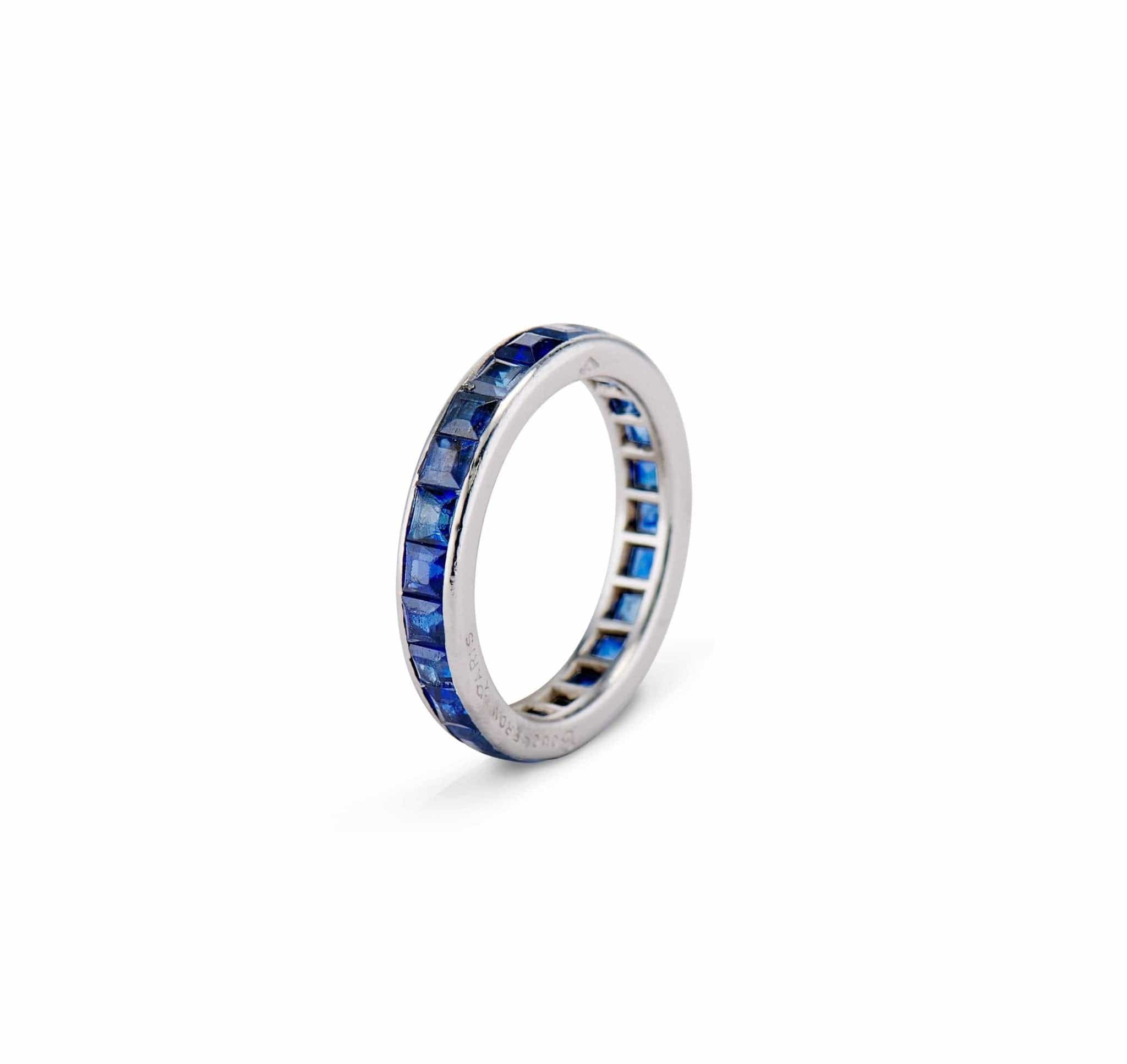Boucheron Art Deco 1.70 Carat Carré-Cut Sapphire Eternity Wedding Band, France (5672) - Image 2