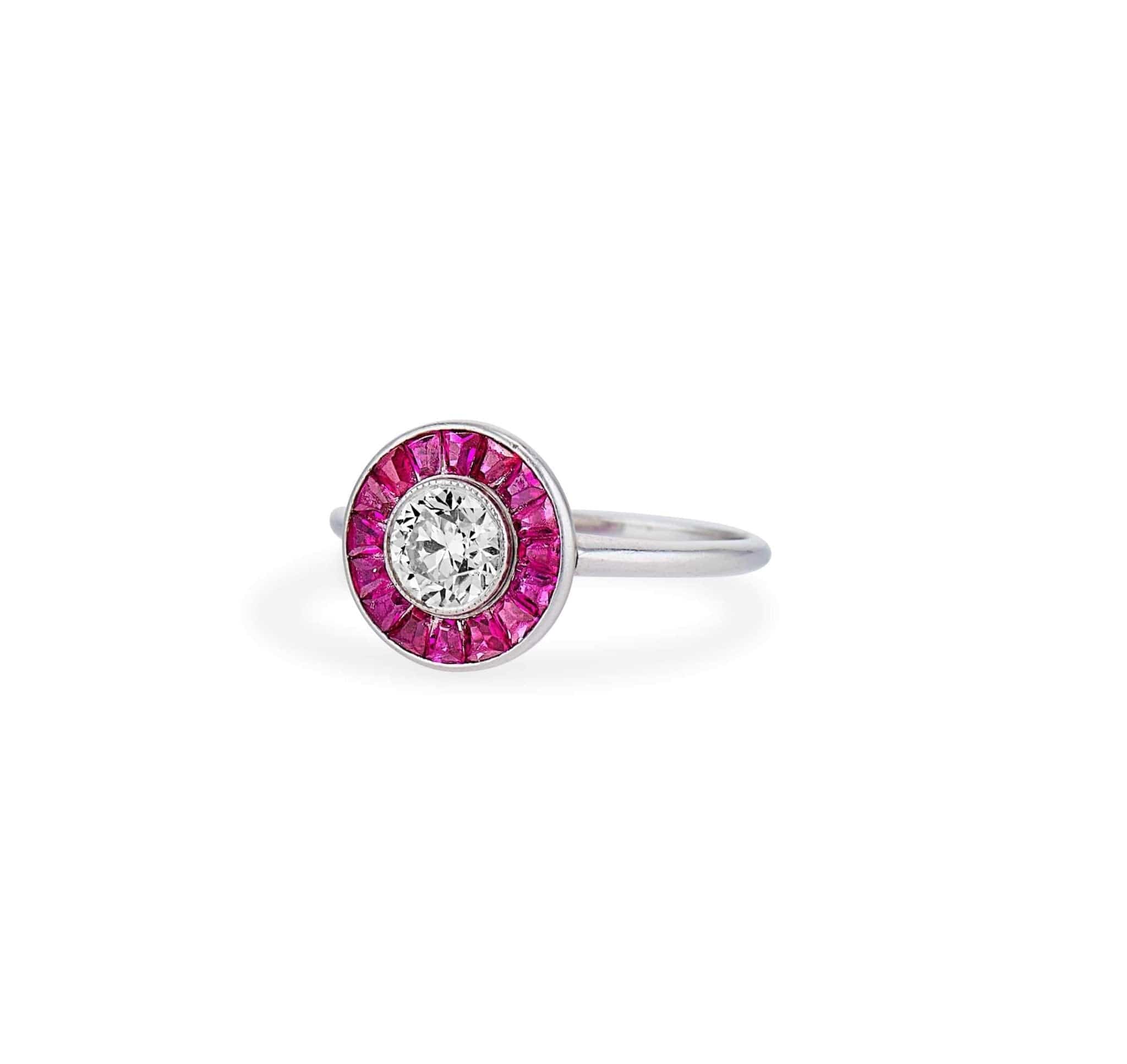 .60 Carat Edwardian Ruby and Diamond Target Ring