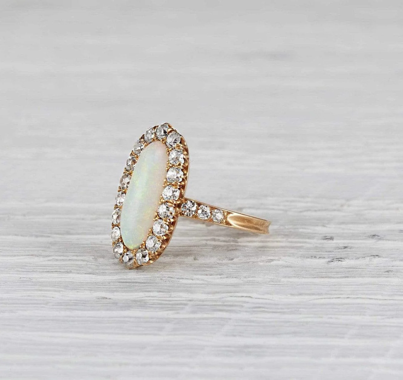Victorian .60 Carat Victorian Opal and Diamond Ring