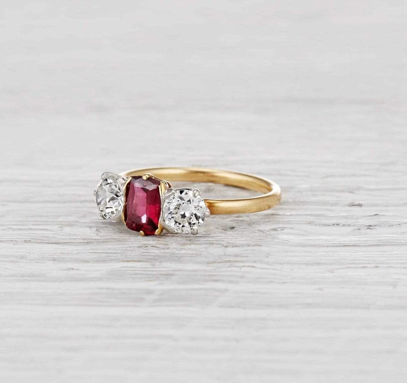 .65 Carat Victorian Garnet Three Stone Ring
