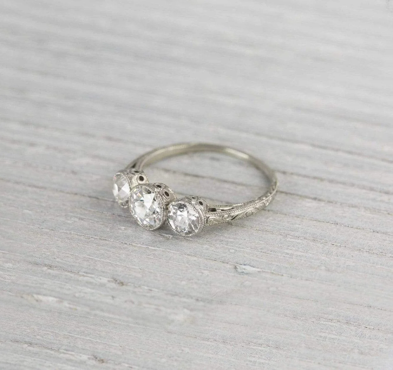 .70 Carat Three Stone Vintage Art Deco Engagement Ring