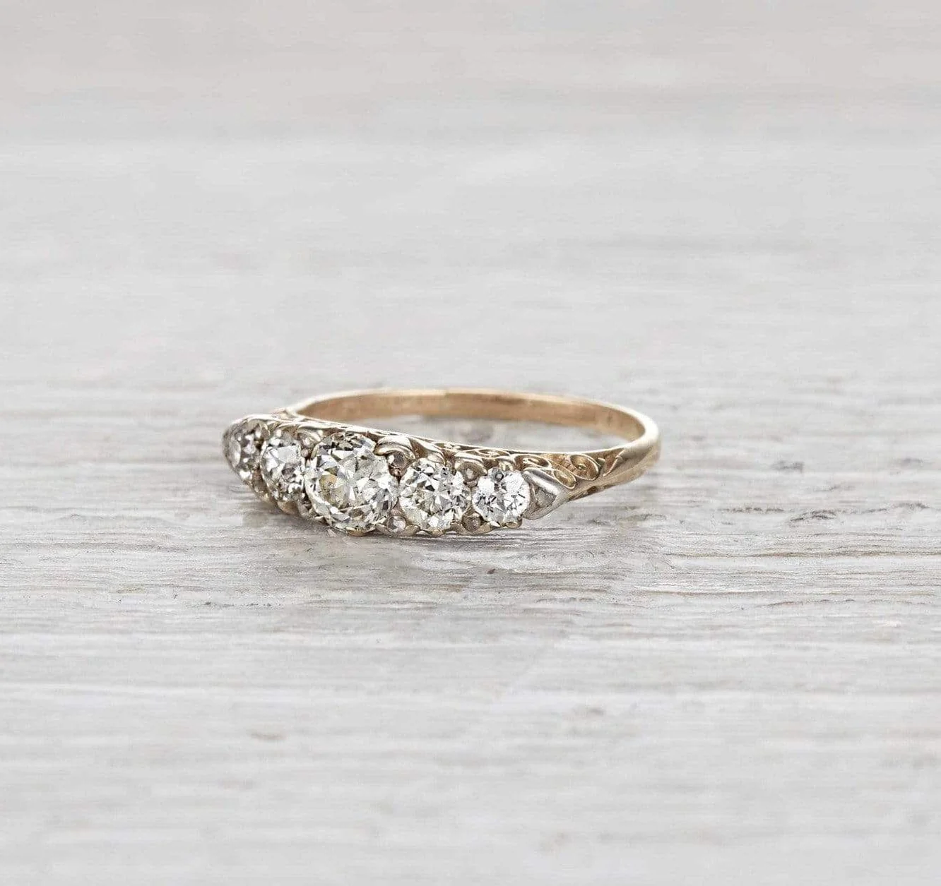 .71 Carat Victorian Carved Half Hoop Band